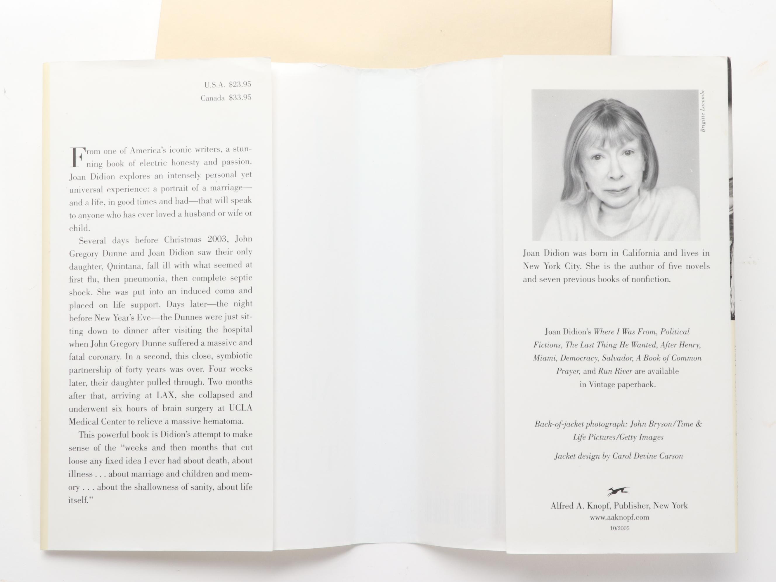 Signed First Edition "The Year of Magical Thinking" by Joan Didion