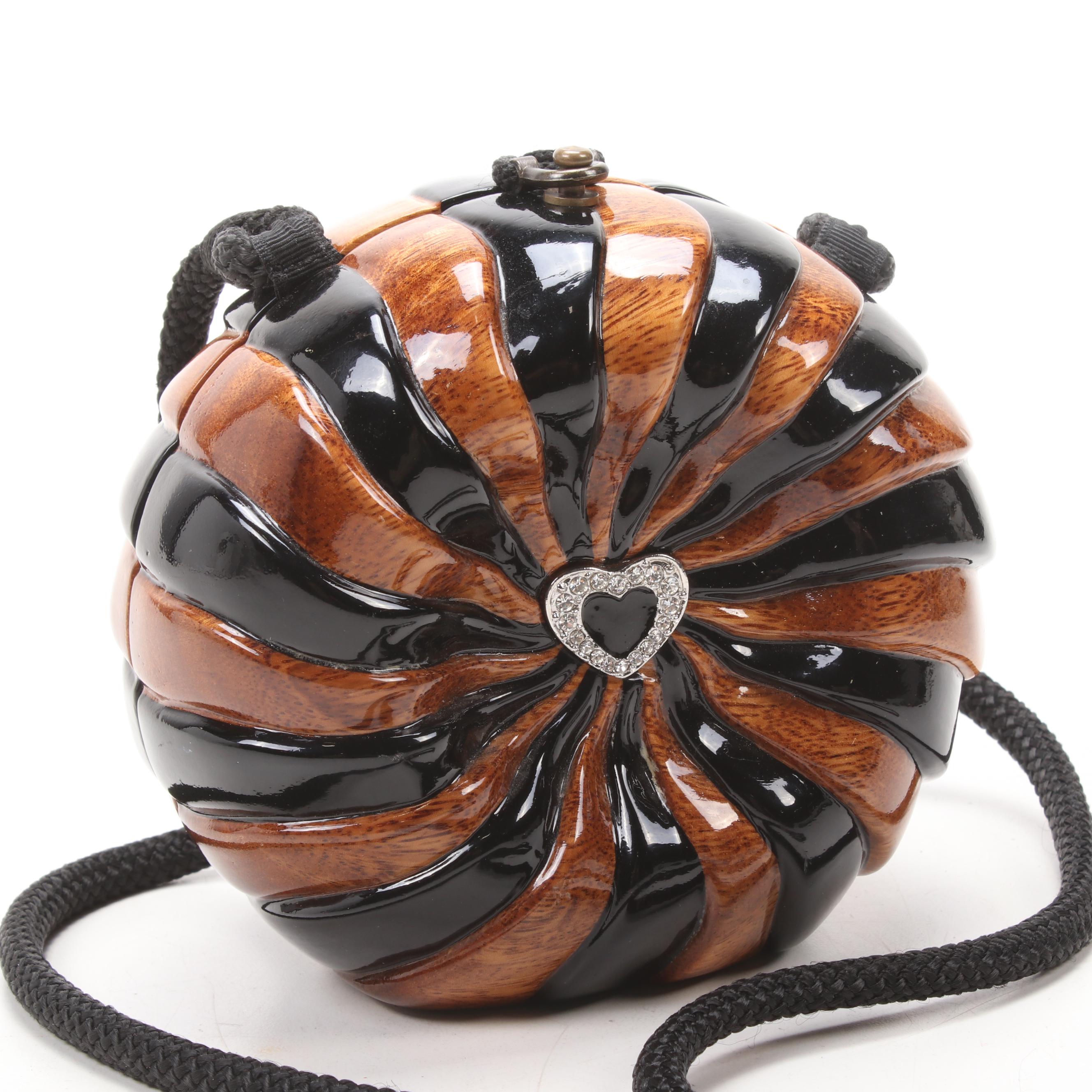 Timmy Woods of Beverly Hills Embellished Acacia Wood Pinwheel Crossbody Bag