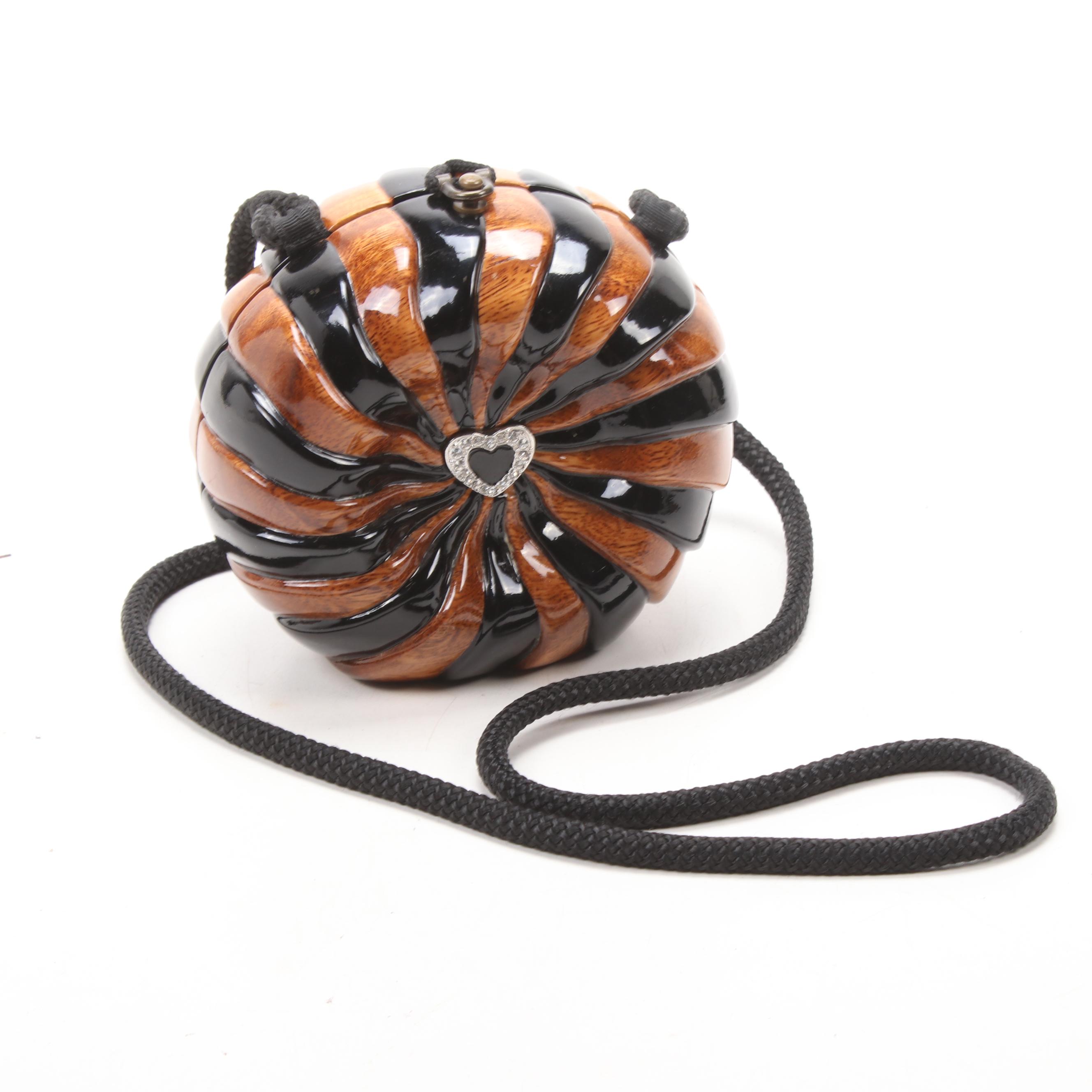 Timmy Woods of Beverly Hills Embellished Acacia Wood Pinwheel Crossbody Bag