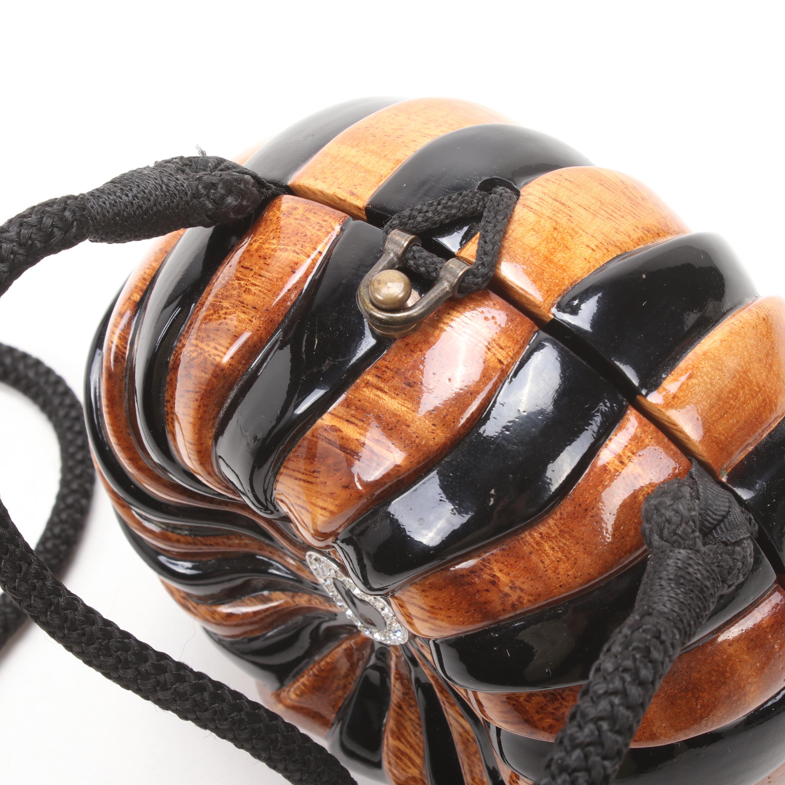 Timmy Woods of Beverly Hills Embellished Acacia Wood Pinwheel Crossbody Bag