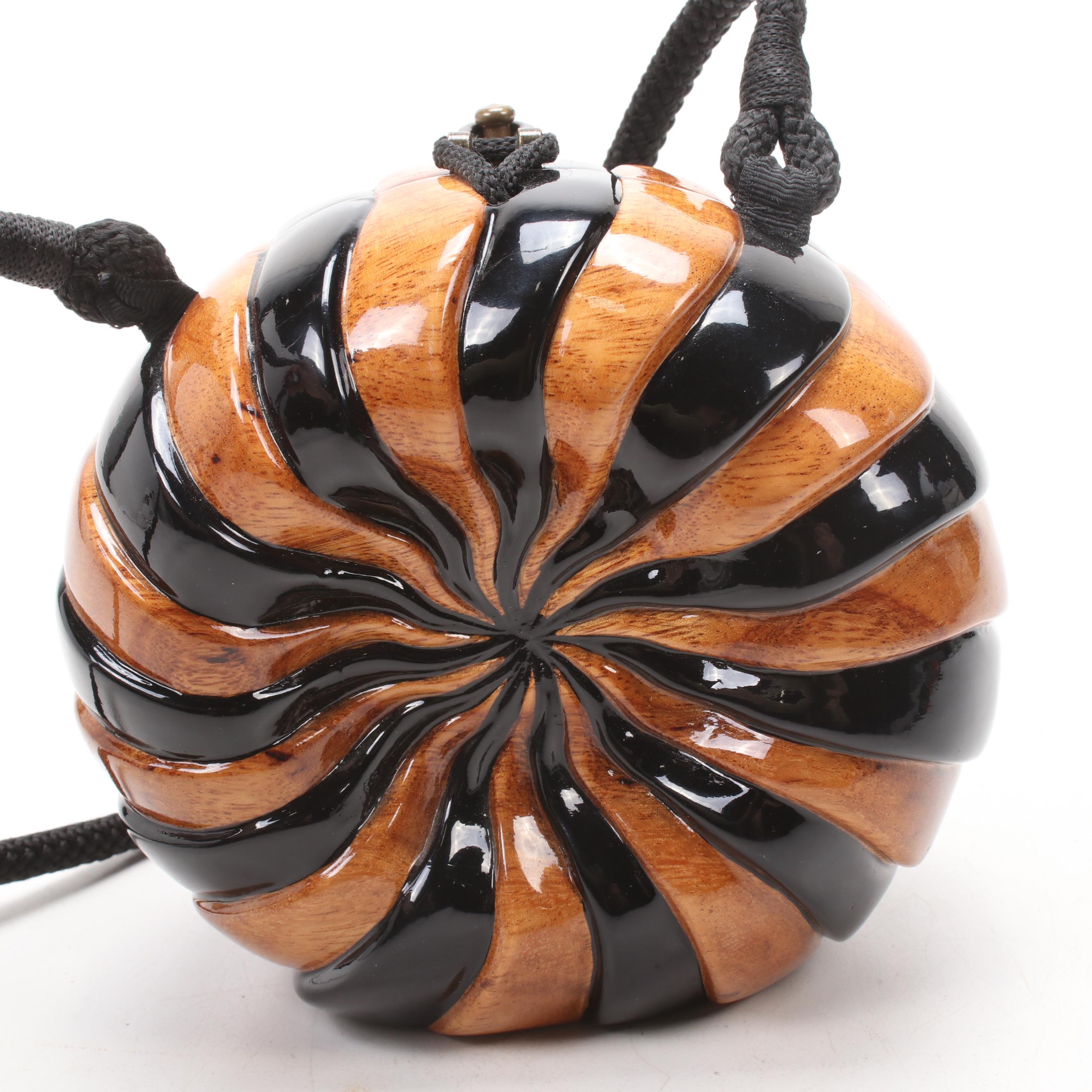 Timmy Woods of Beverly Hills Embellished Acacia Wood Pinwheel Crossbody Bag