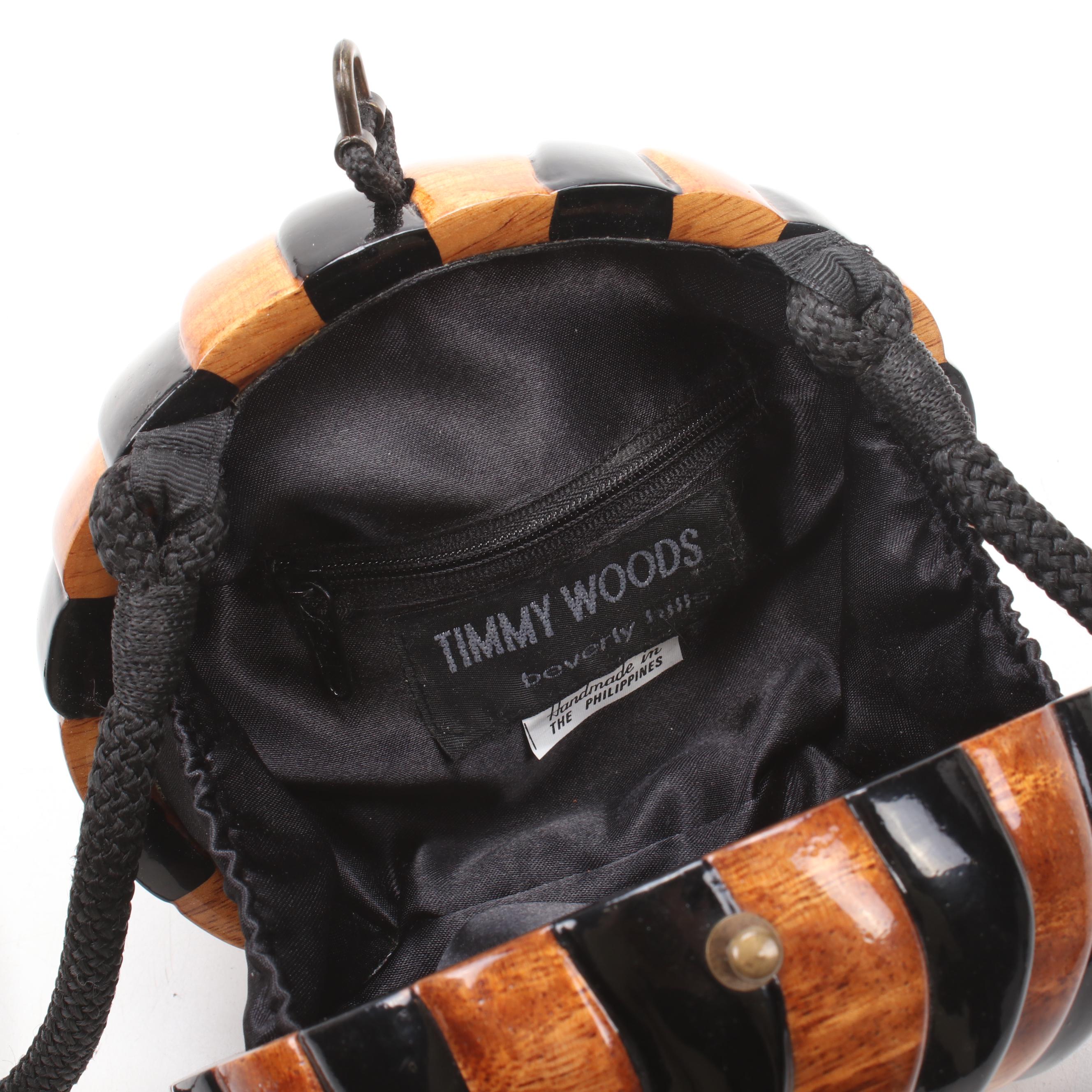 Timmy Woods of Beverly Hills Embellished Acacia Wood Pinwheel Crossbody Bag