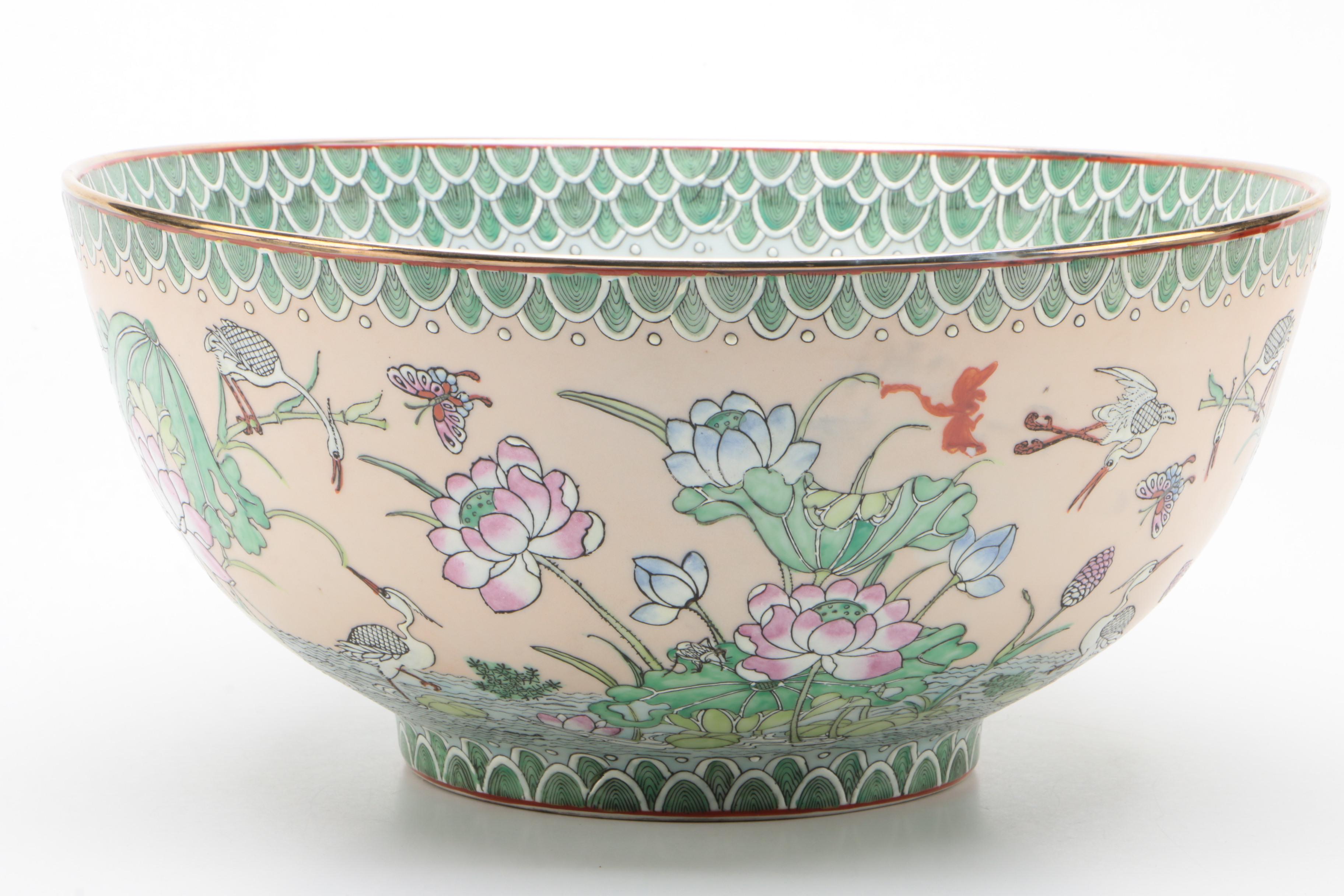 Chinese Porcelain Bowl with Koi Fish Motif, Mid-20th Century