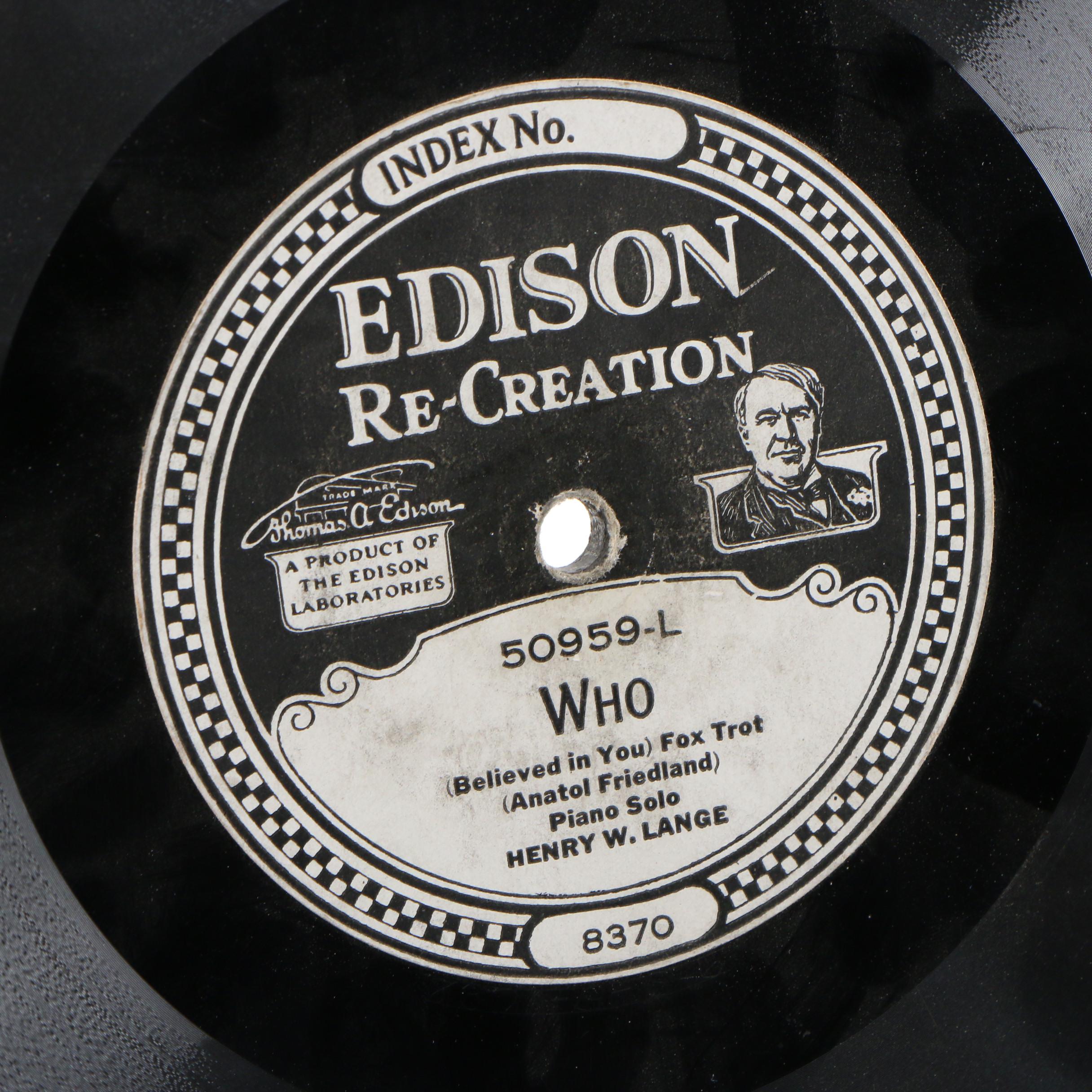 Edison Records Fox Trot and Big Band Dance Vinyl Records, Early 20th Century