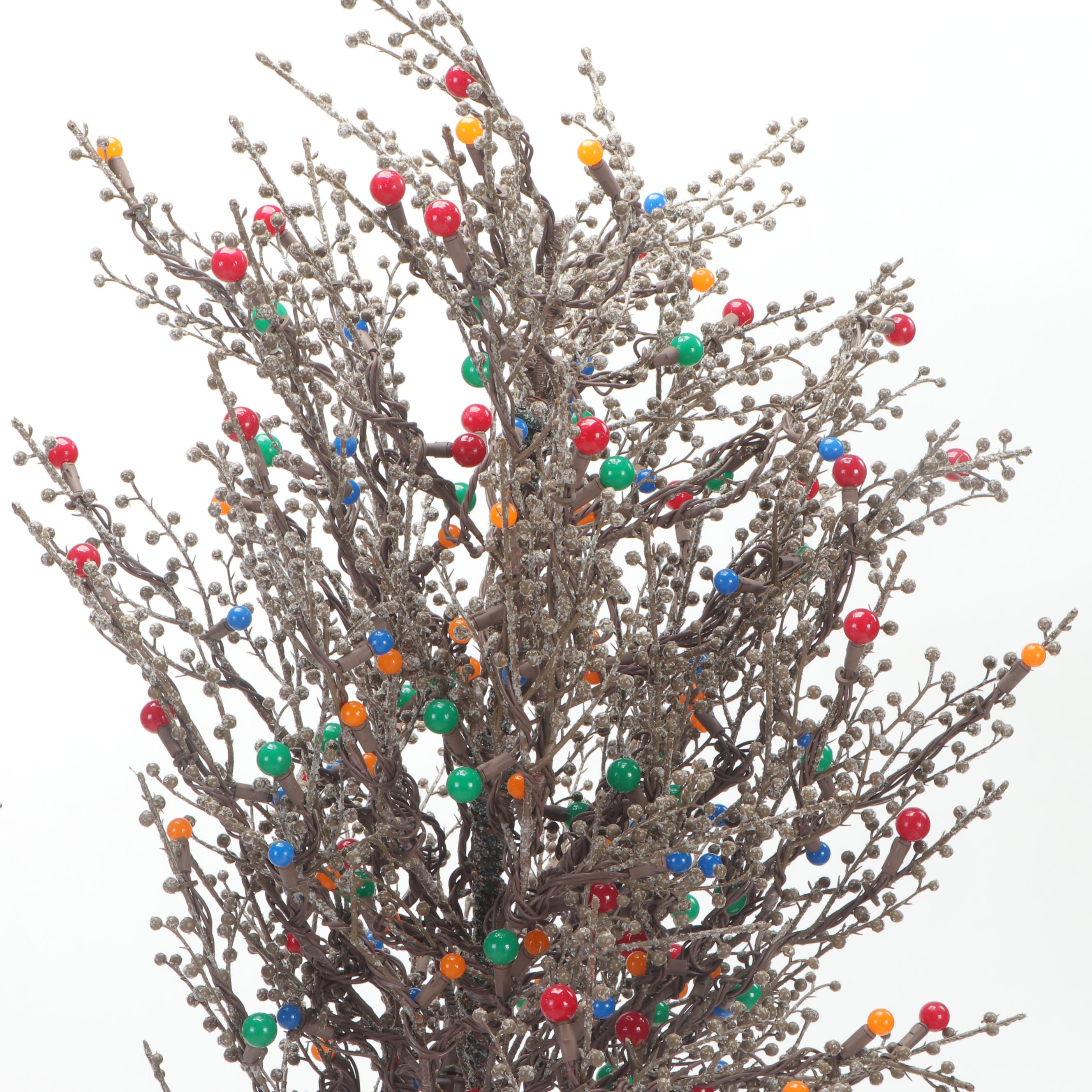 Pair Outdoor Illuminated  Decorative Trees with Multiple Colored Lights