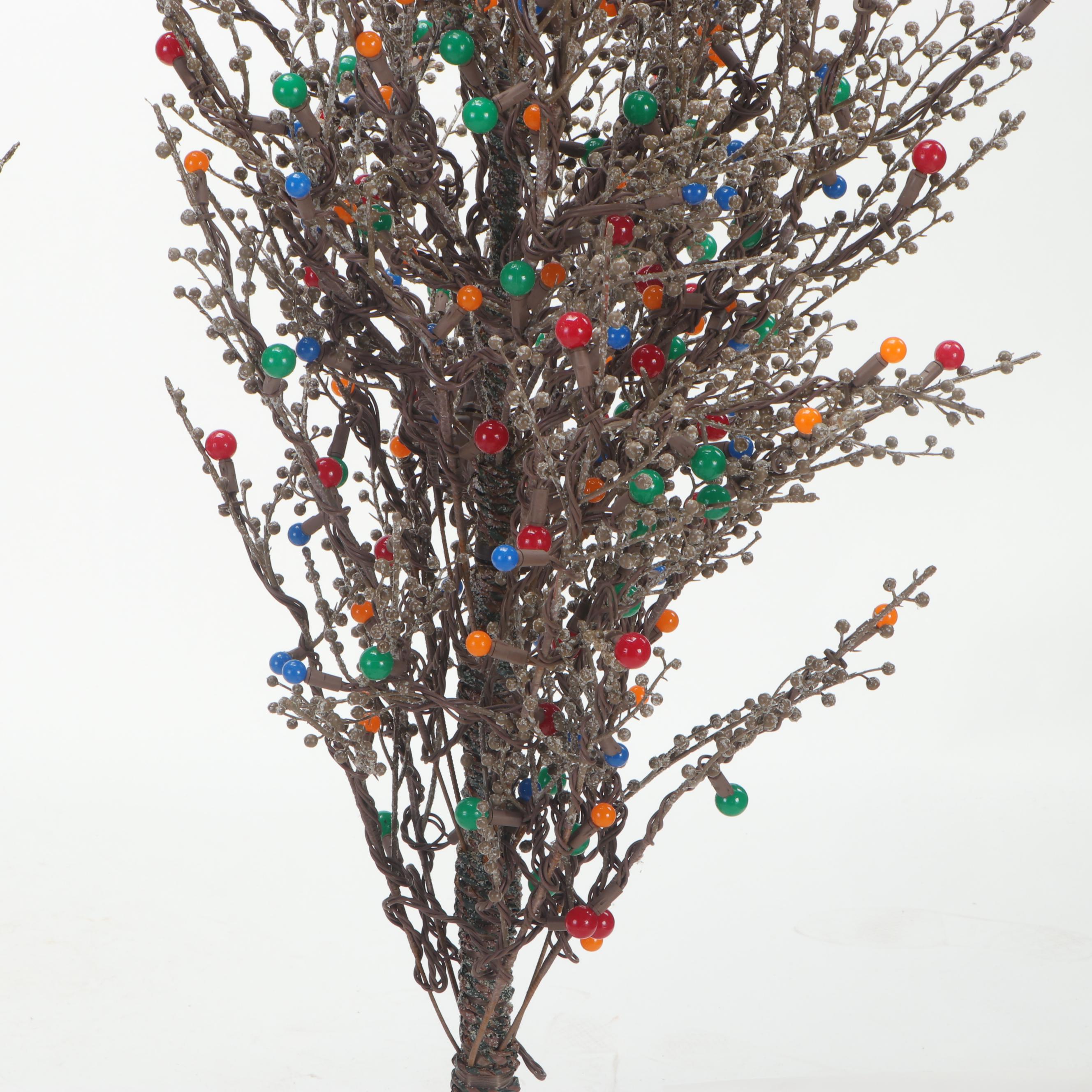 Pair Outdoor Illuminated  Decorative Trees with Multiple Colored Lights