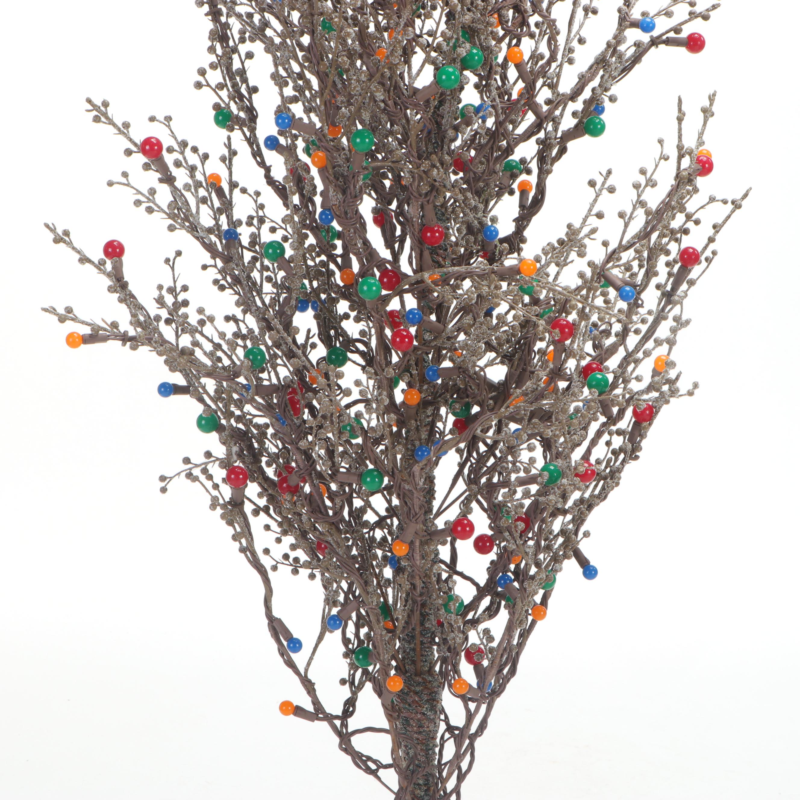 Pair Outdoor Illuminated  Decorative Trees with Multiple Colored Lights