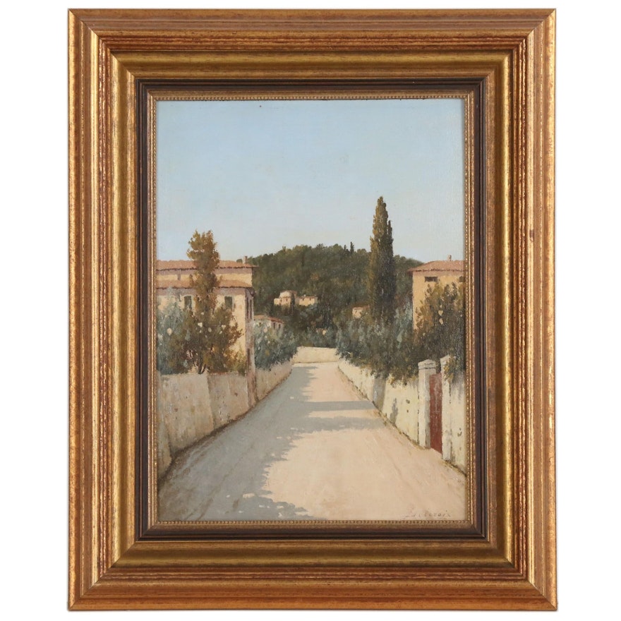 Giacomo Delcroix Oil Painting "Firenze", Mid-20th Century