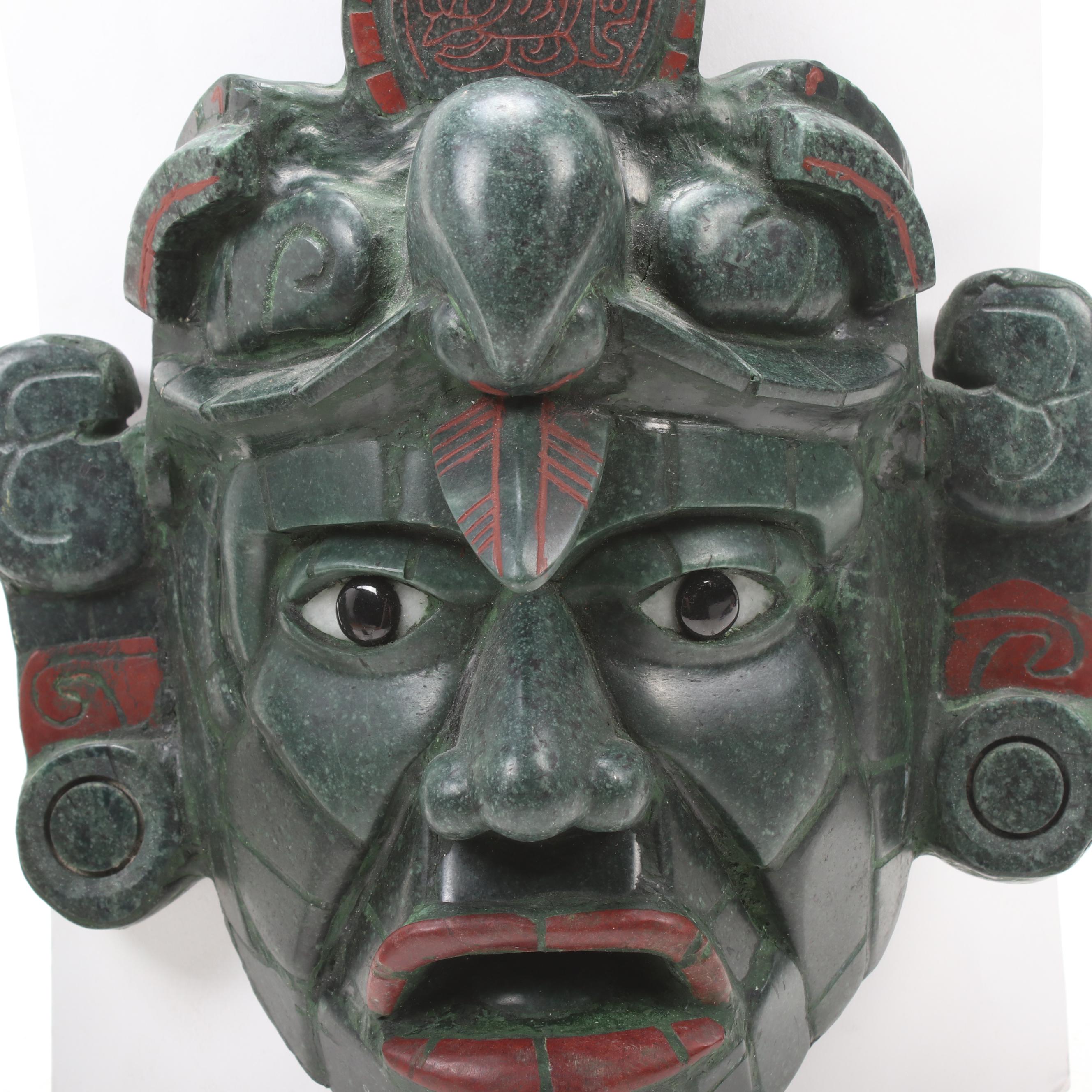 Guatemalan Mayan-Style Jade Mask Figurines