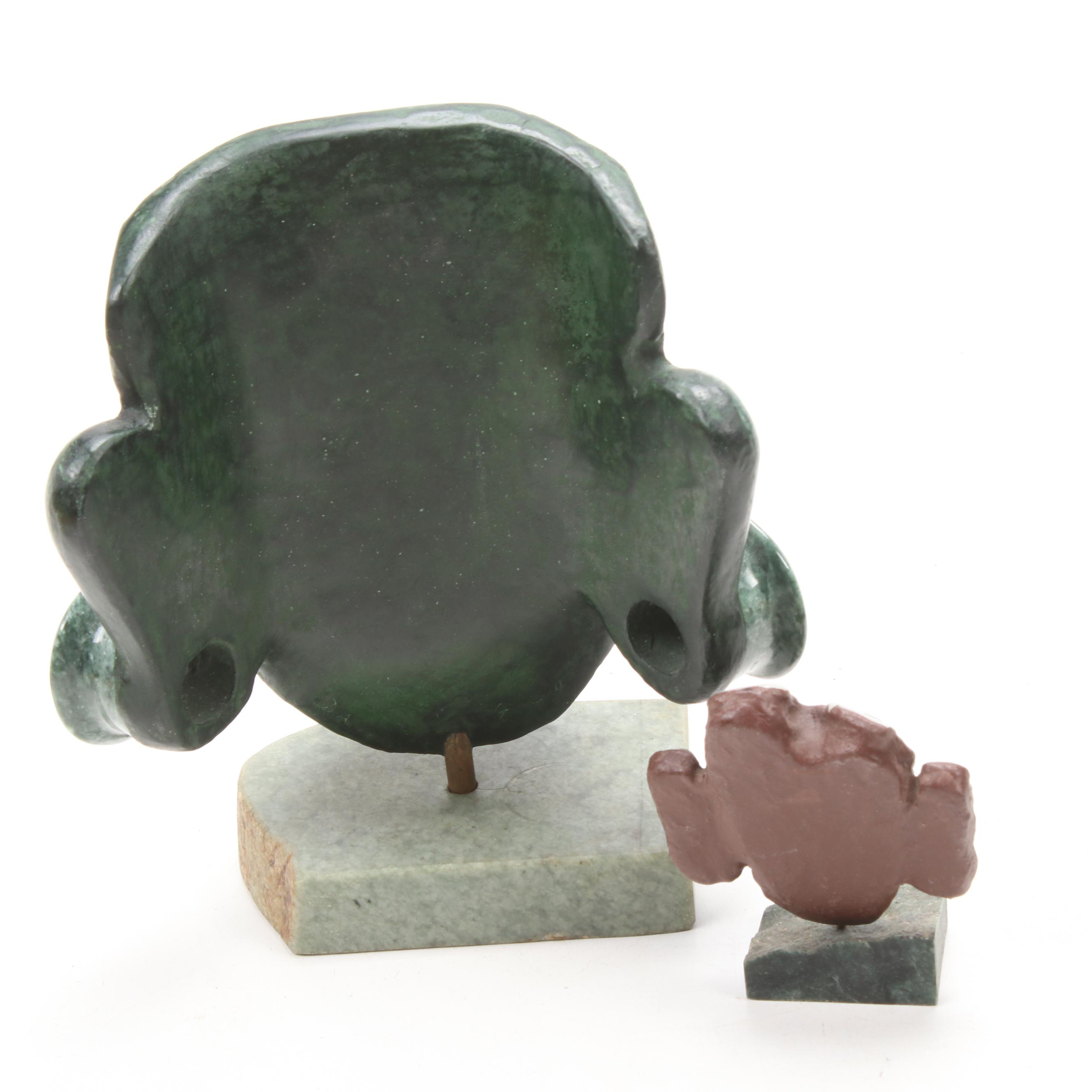 Guatemalan Mayan-Style Jade Mask Figurines