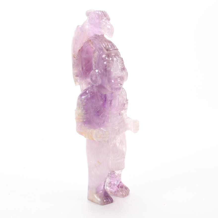 Central American Mayan Style Carved Amethyst Figurine