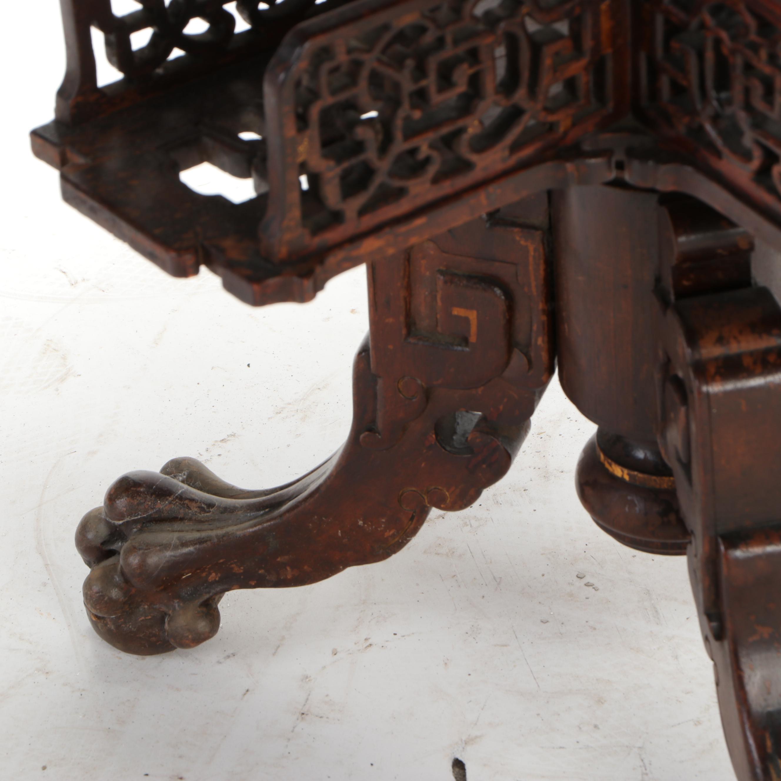 Chinese Stained Wood Revolving Library Table, Late 19th/Early 20th Century