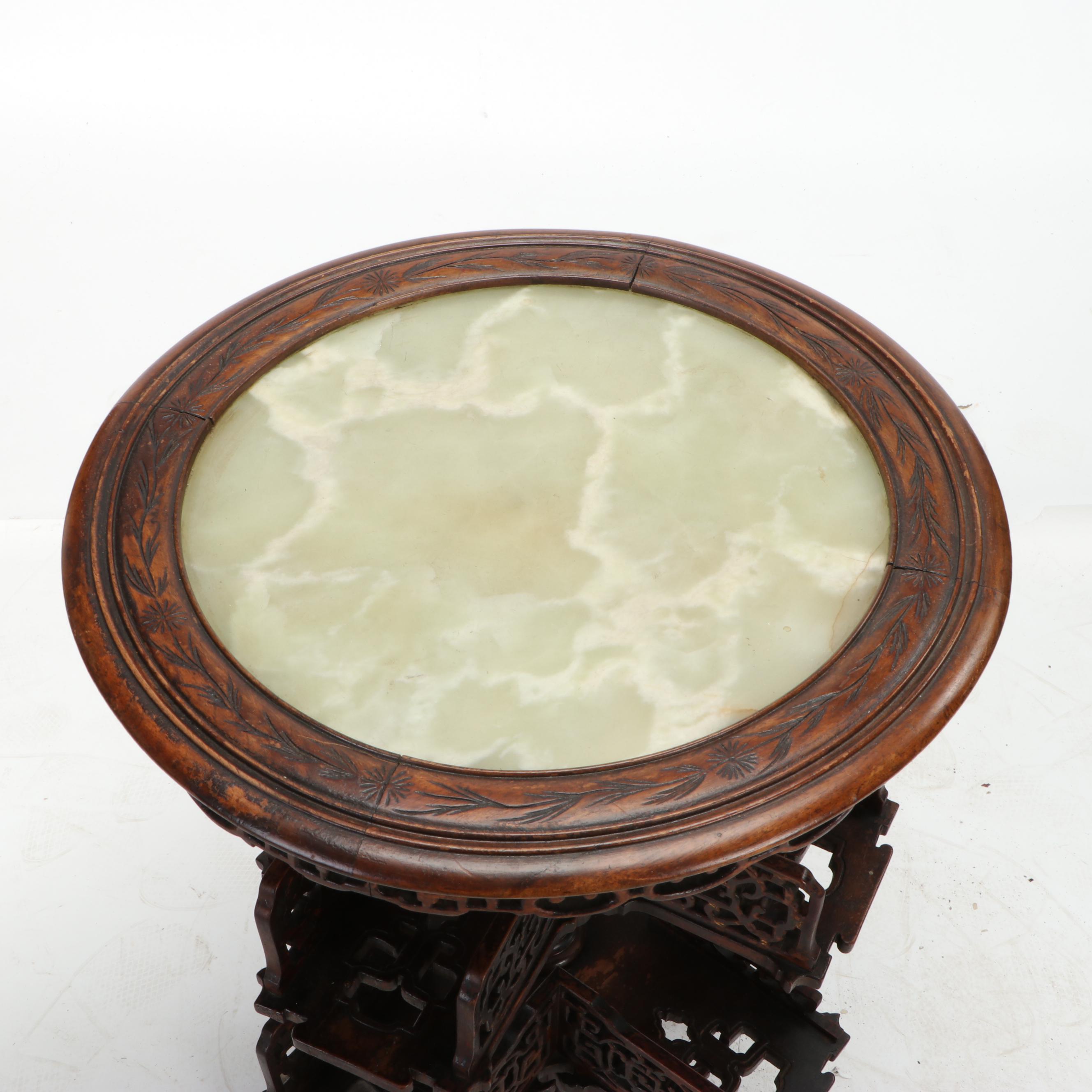 Chinese Stained Wood Revolving Library Table, Late 19th/Early 20th Century