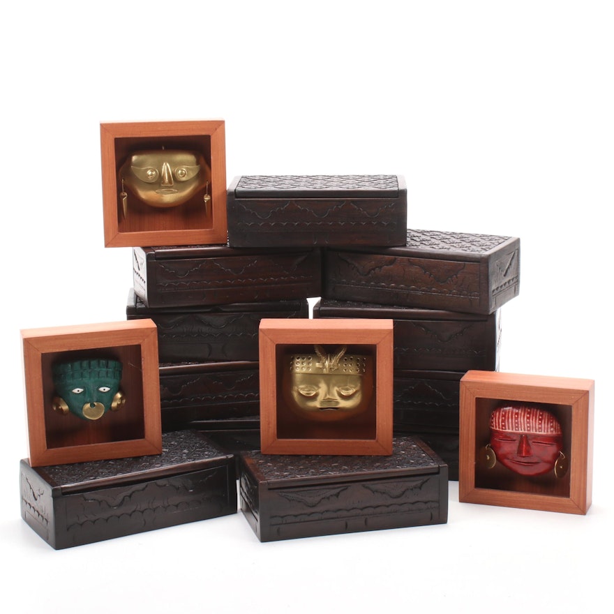Novica Collection Jewelry Boxes and Mesoamerican Style Framed Masks