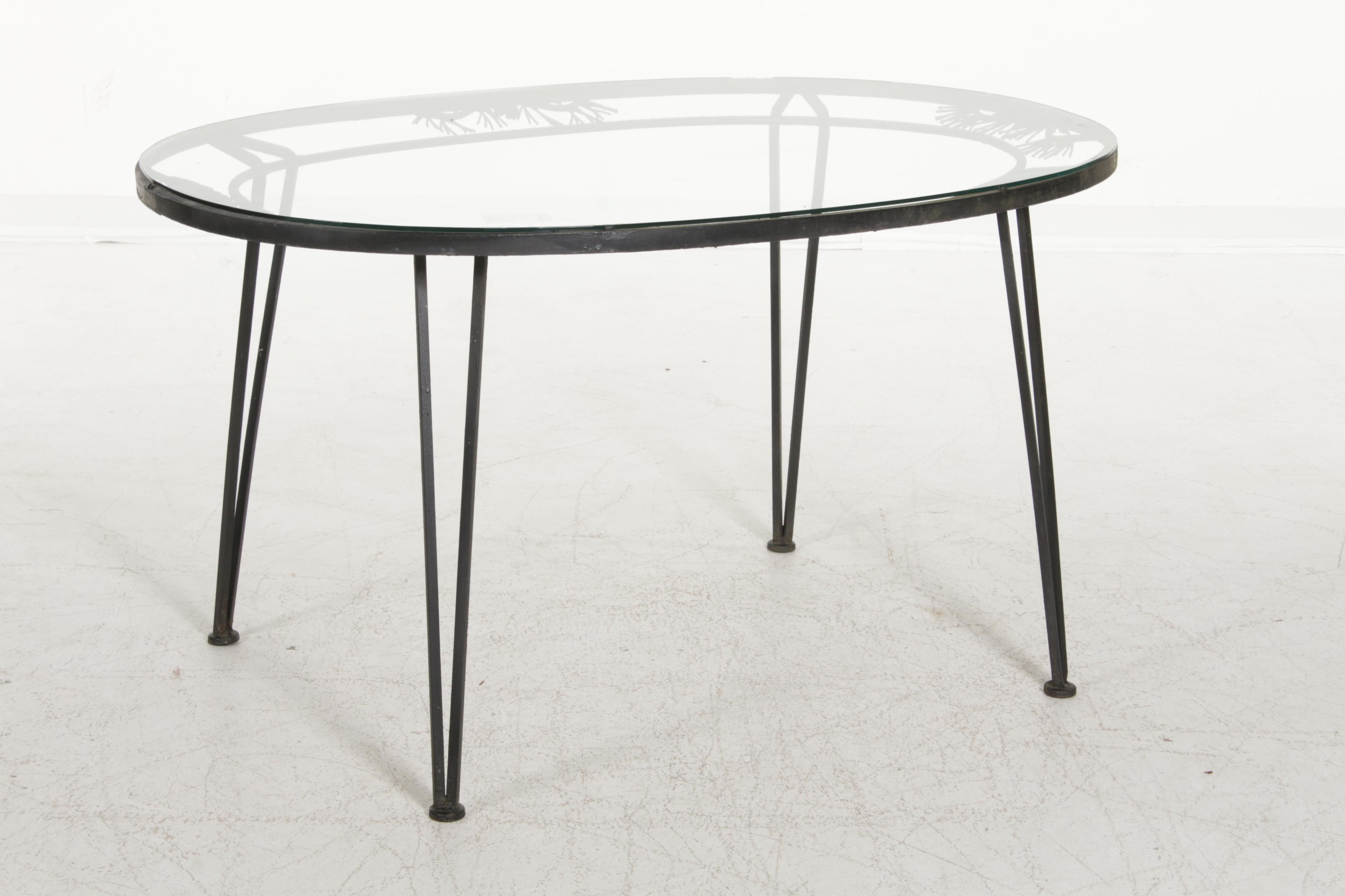 Mid Century Modern Wrought Iron Patio Dining Set