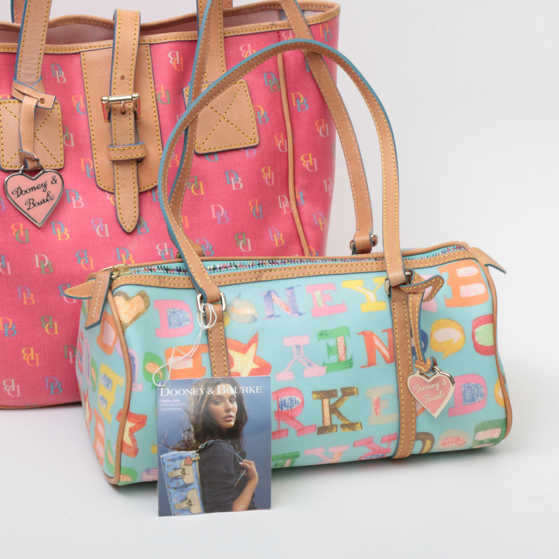 Dooney & Bourke Monogram Coated Canvas and Leather Barrel and Tote Bags