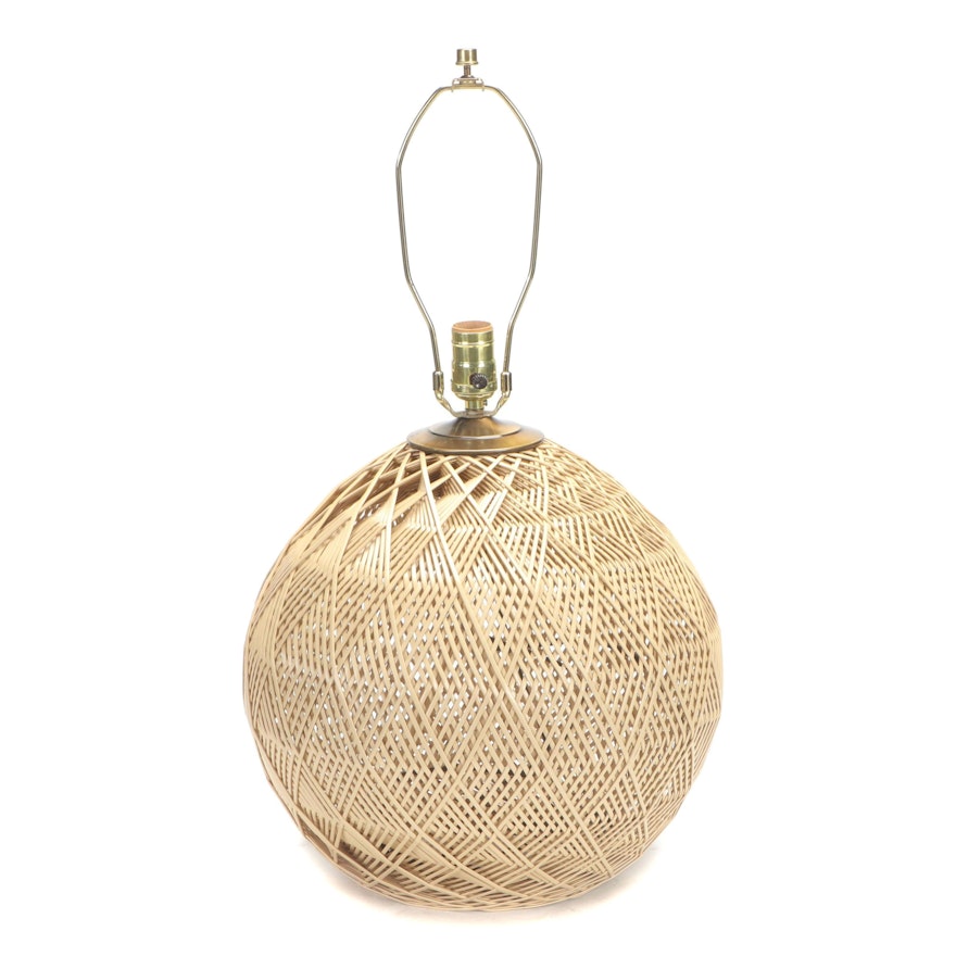 Spherical Woven Wicker Table Lamp