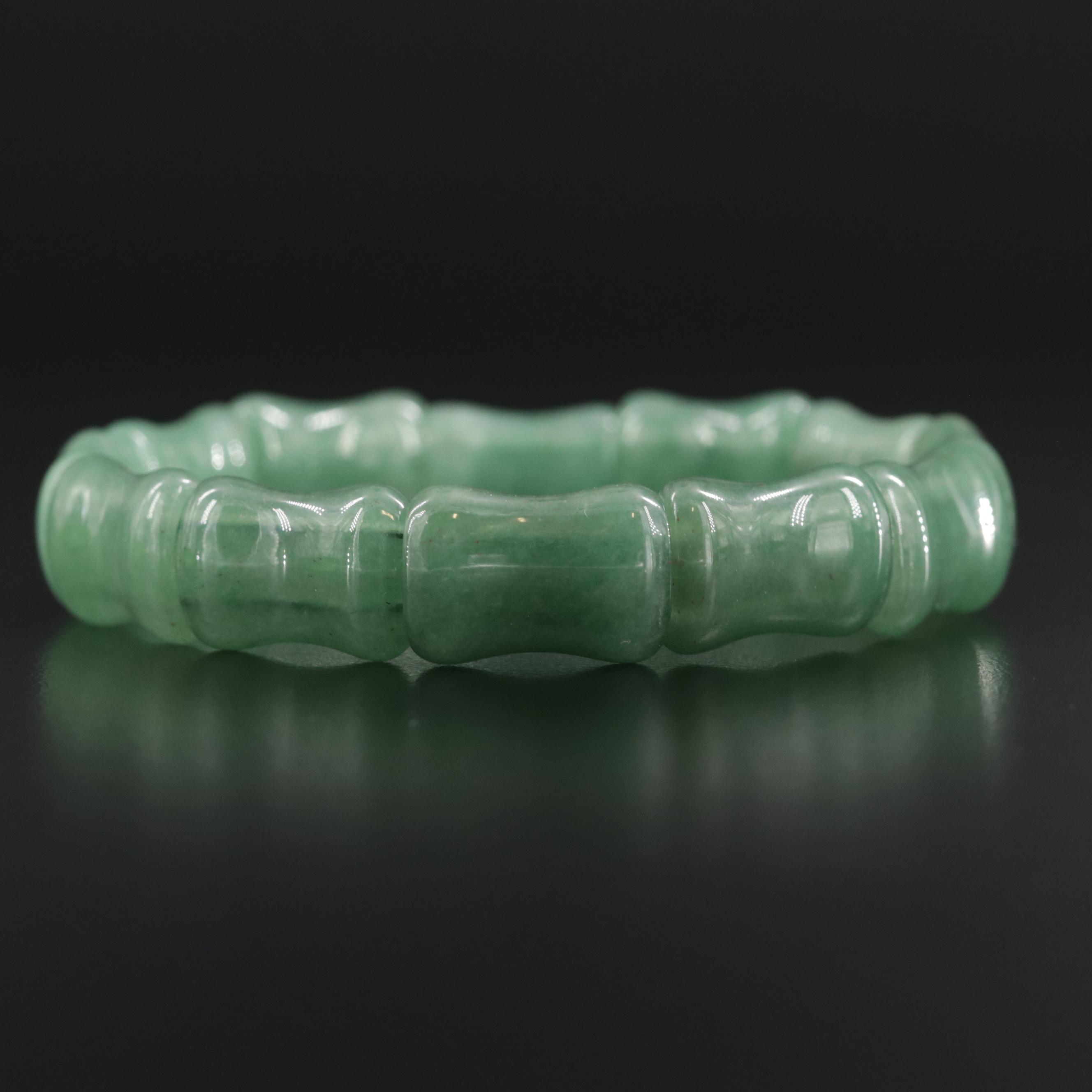 Aventurine Stretch Link Bracelet With Green Glass Bangle Bracelet