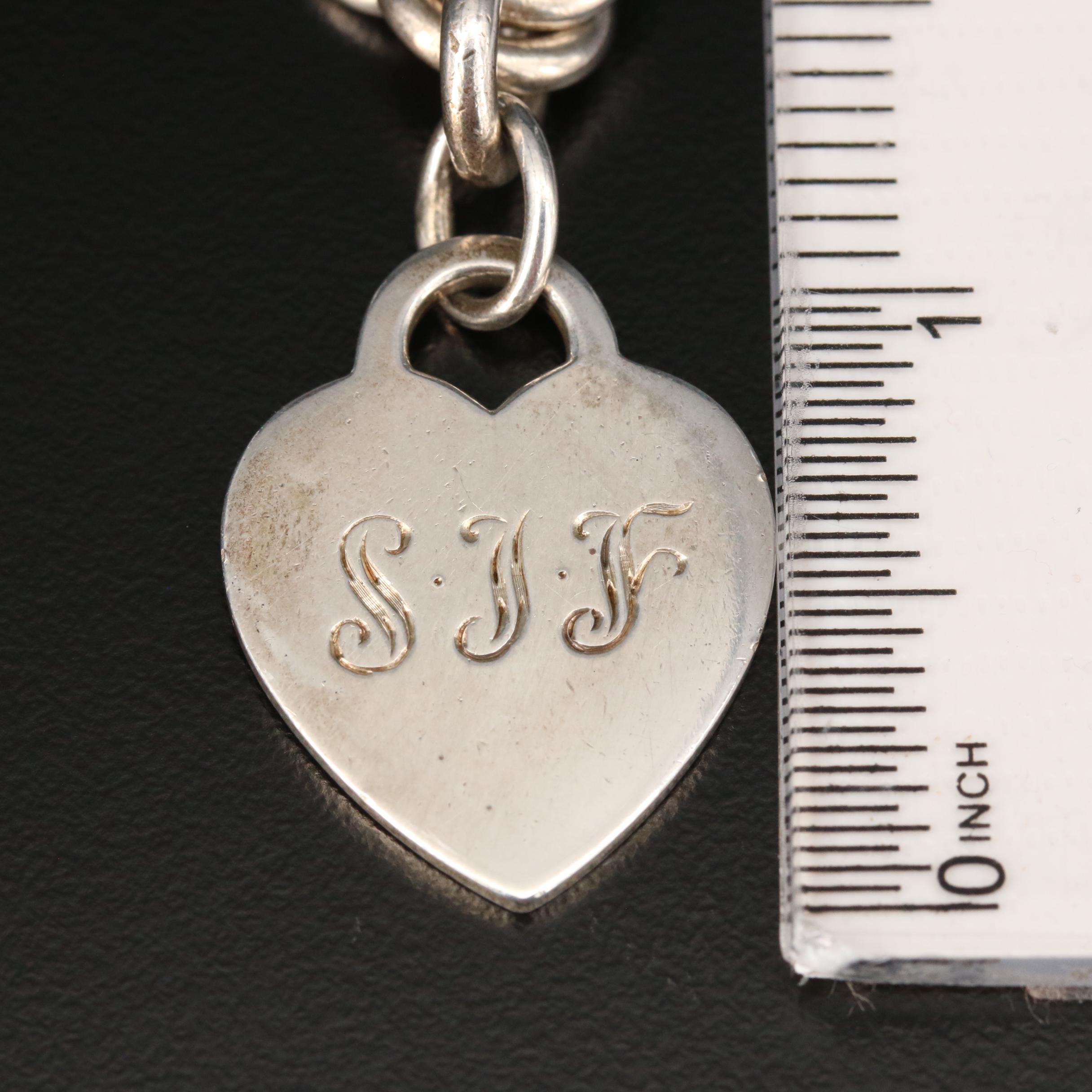 Tiffany & Co. Sterling Rolo Chain Link Necklace with Heart Charm