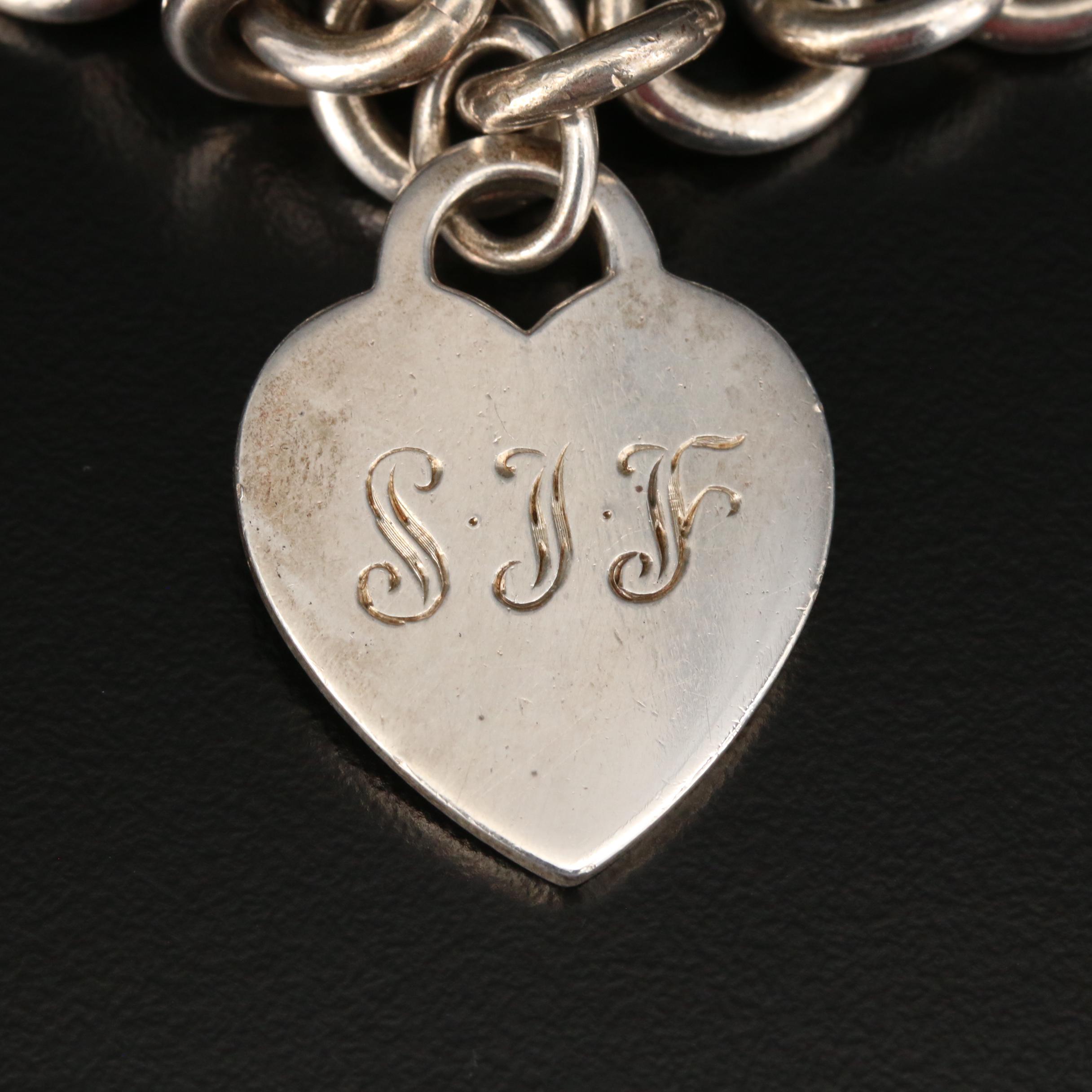 Tiffany & Co. Sterling Rolo Chain Link Necklace with Heart Charm