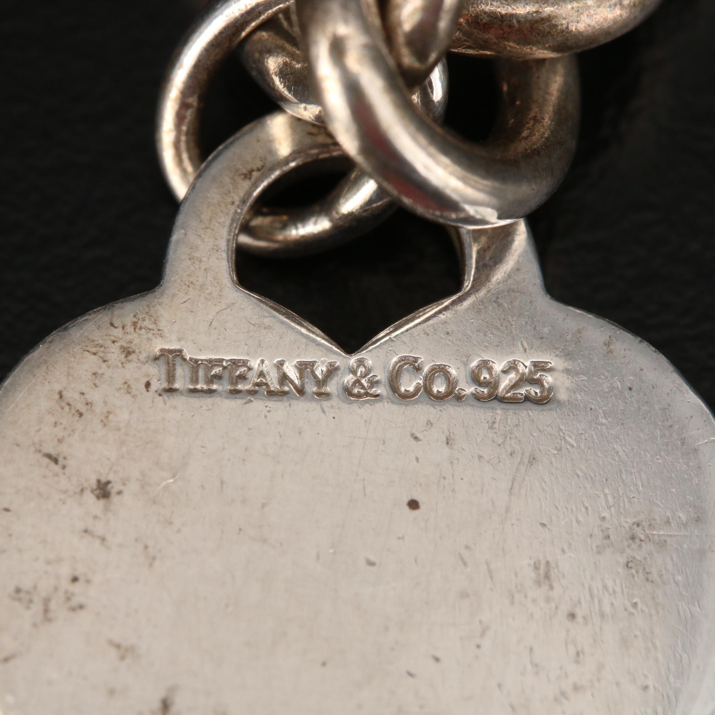 Tiffany & Co. Sterling Rolo Chain Link Necklace with Heart Charm