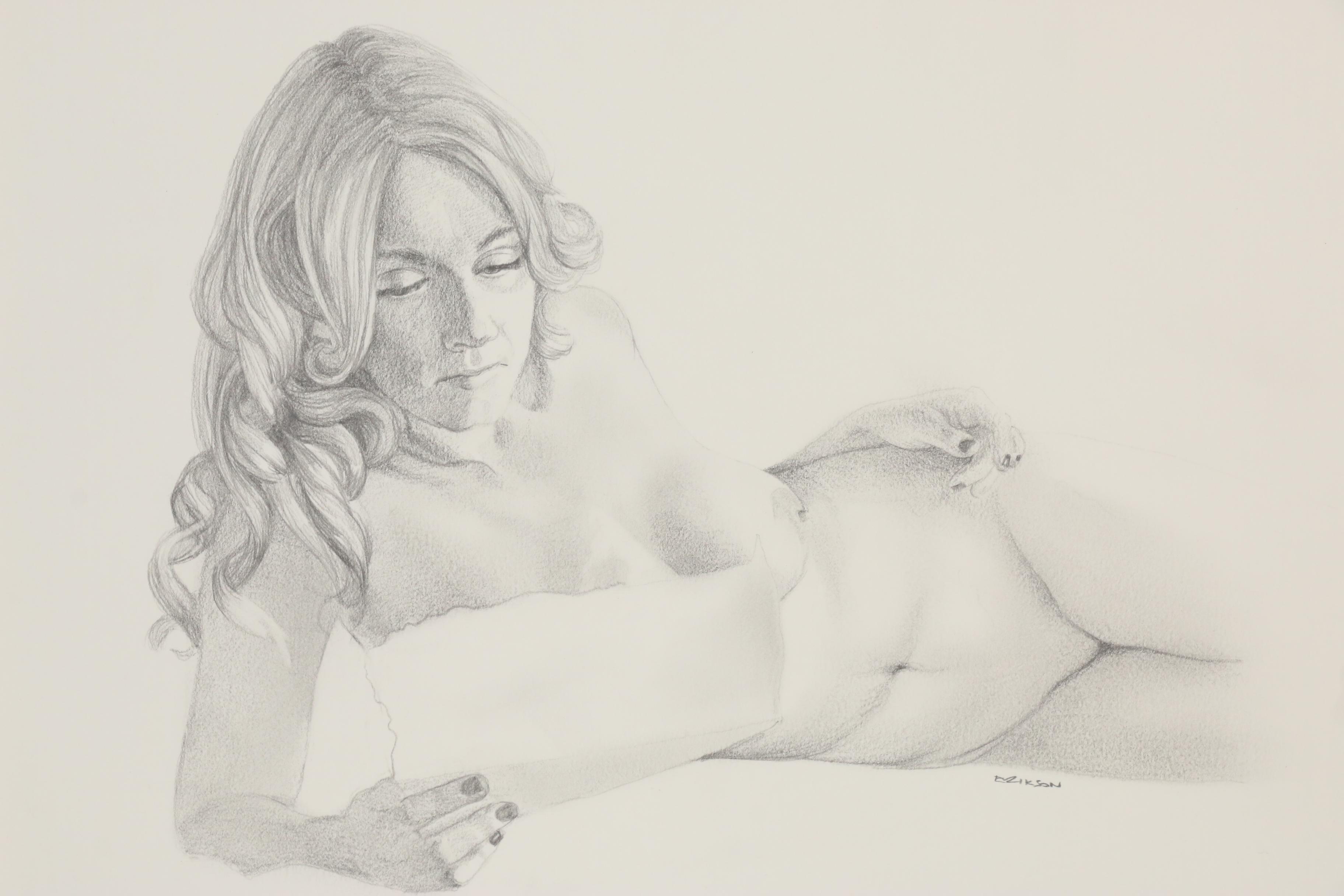 Bruce Erikson Nude Graphite Drawing "Study for 'Flaming June'"