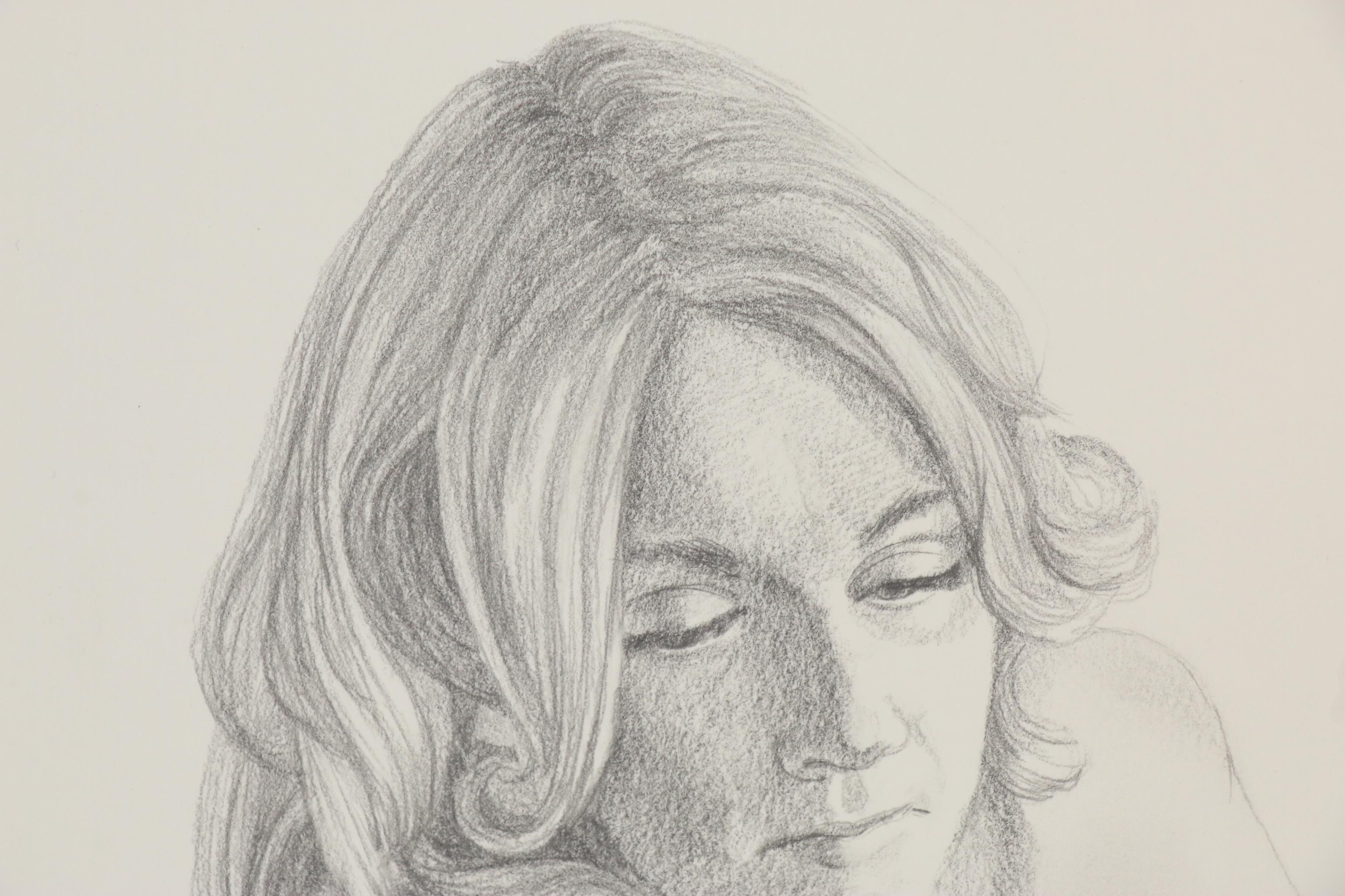 Bruce Erikson Nude Graphite Drawing "Study for 'Flaming June'"