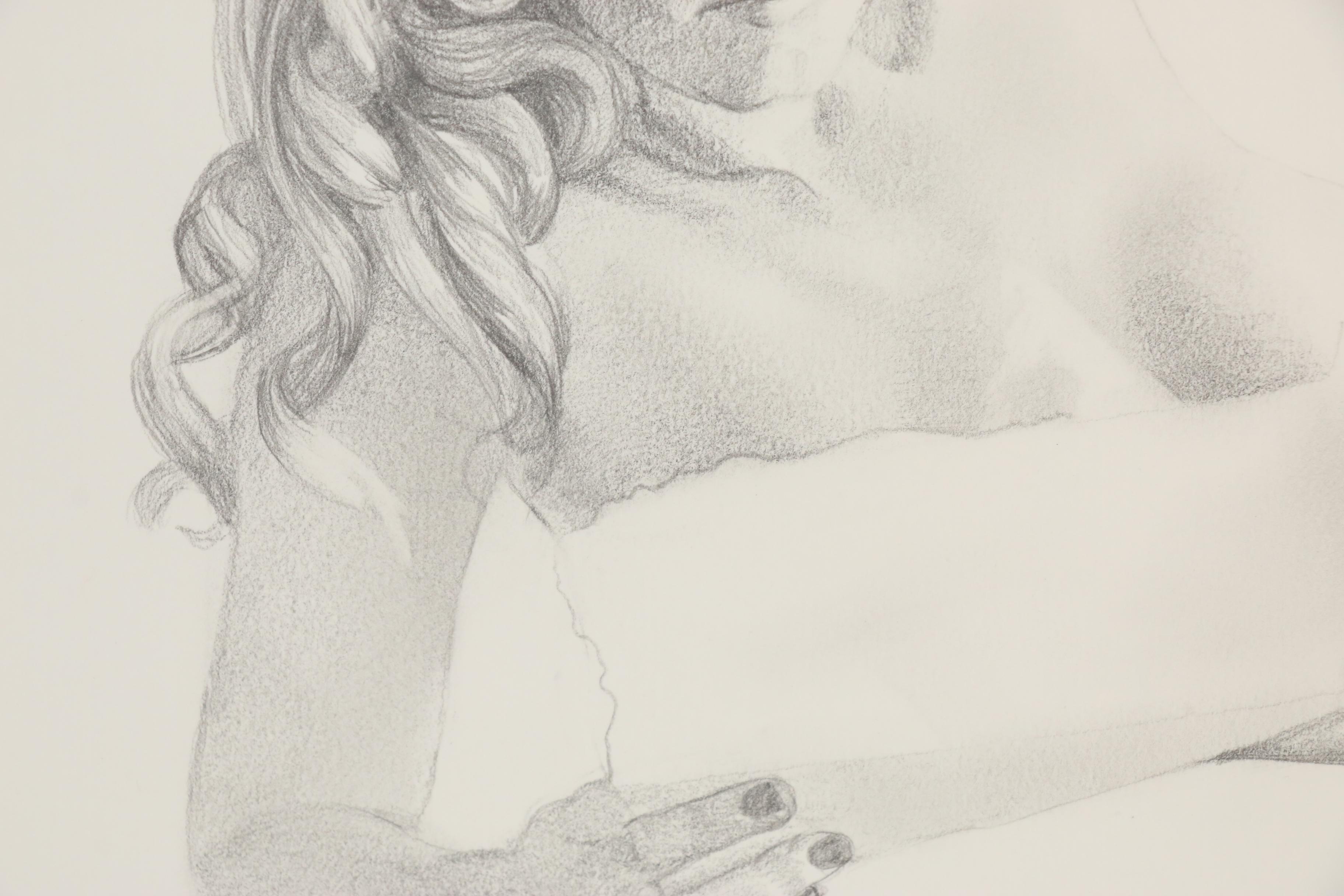 Bruce Erikson Nude Graphite Drawing "Study for 'Flaming June'"