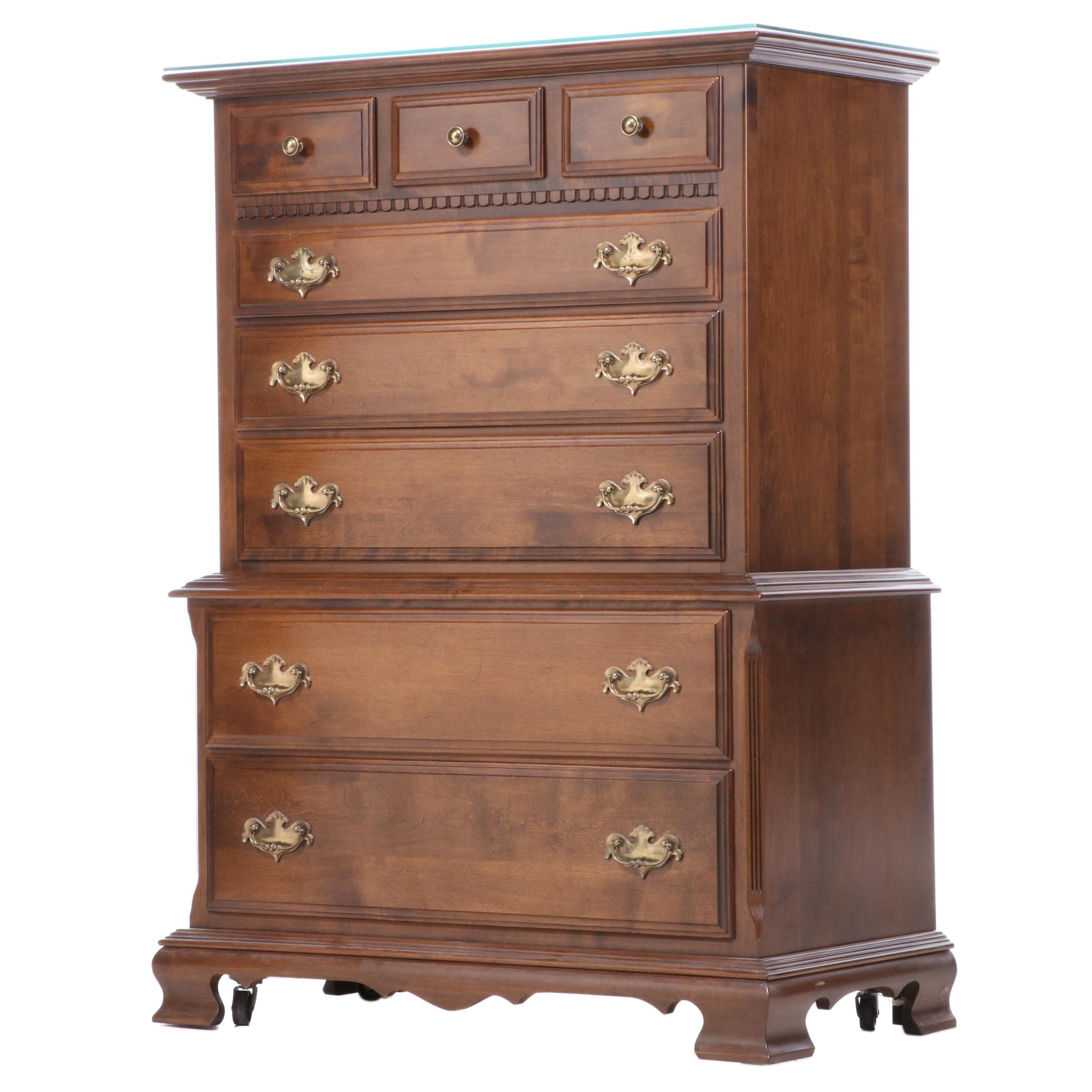 Ethan Allen "Classic Manor" Maple Chest on Chest, Mid to Late 20th Century