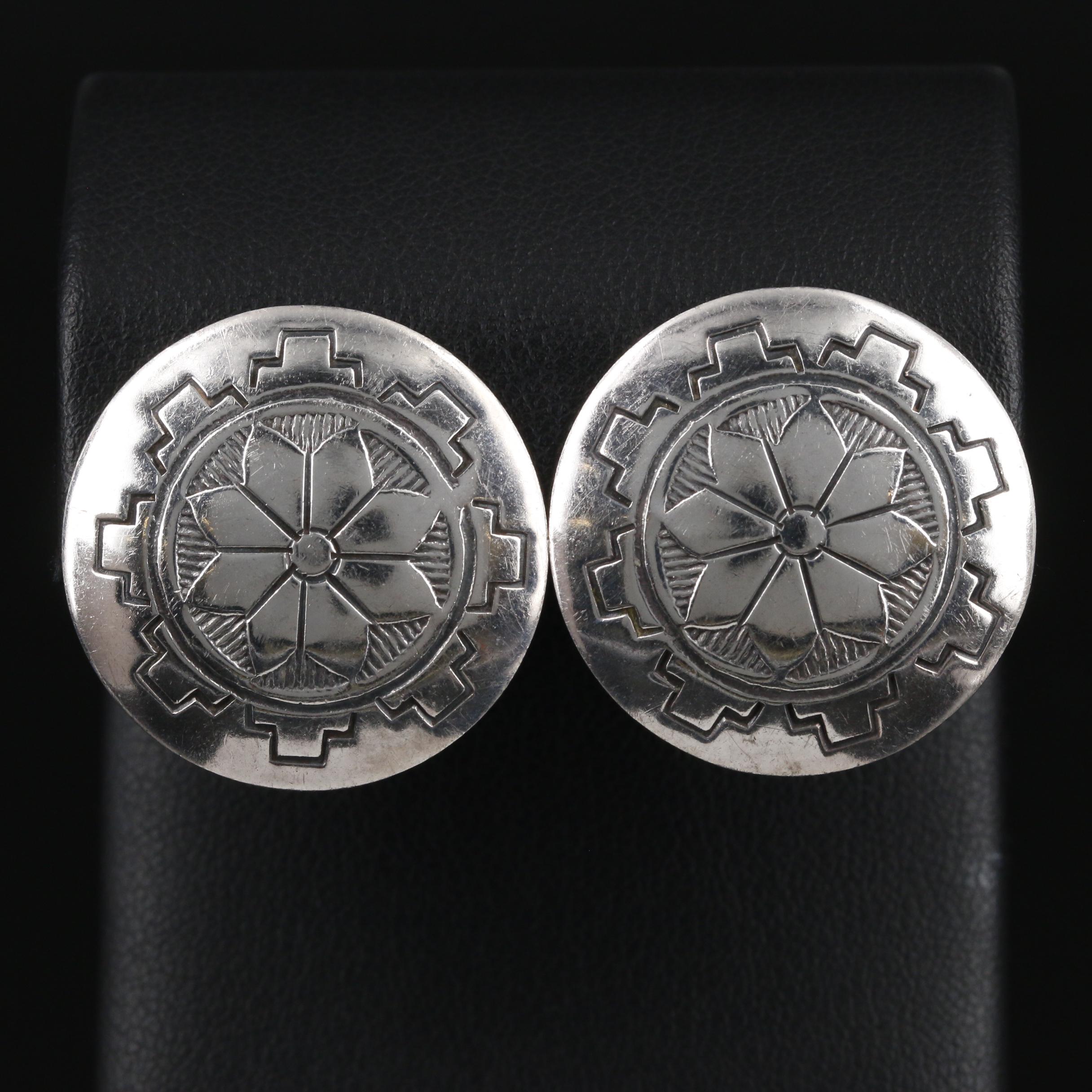 Harvey Mace Navajo Diné Sterling Silver Earrings