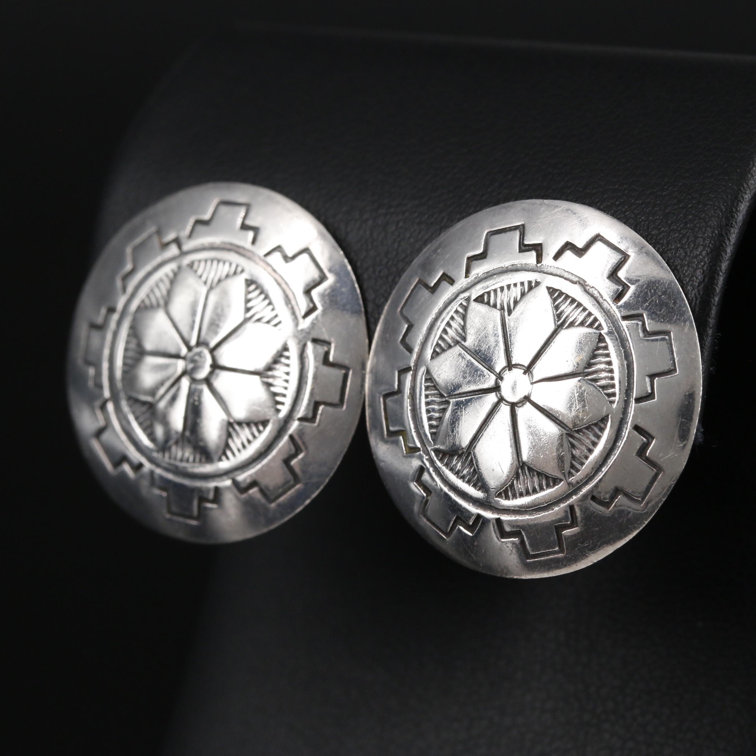 Harvey Mace Navajo Diné Sterling Silver Earrings