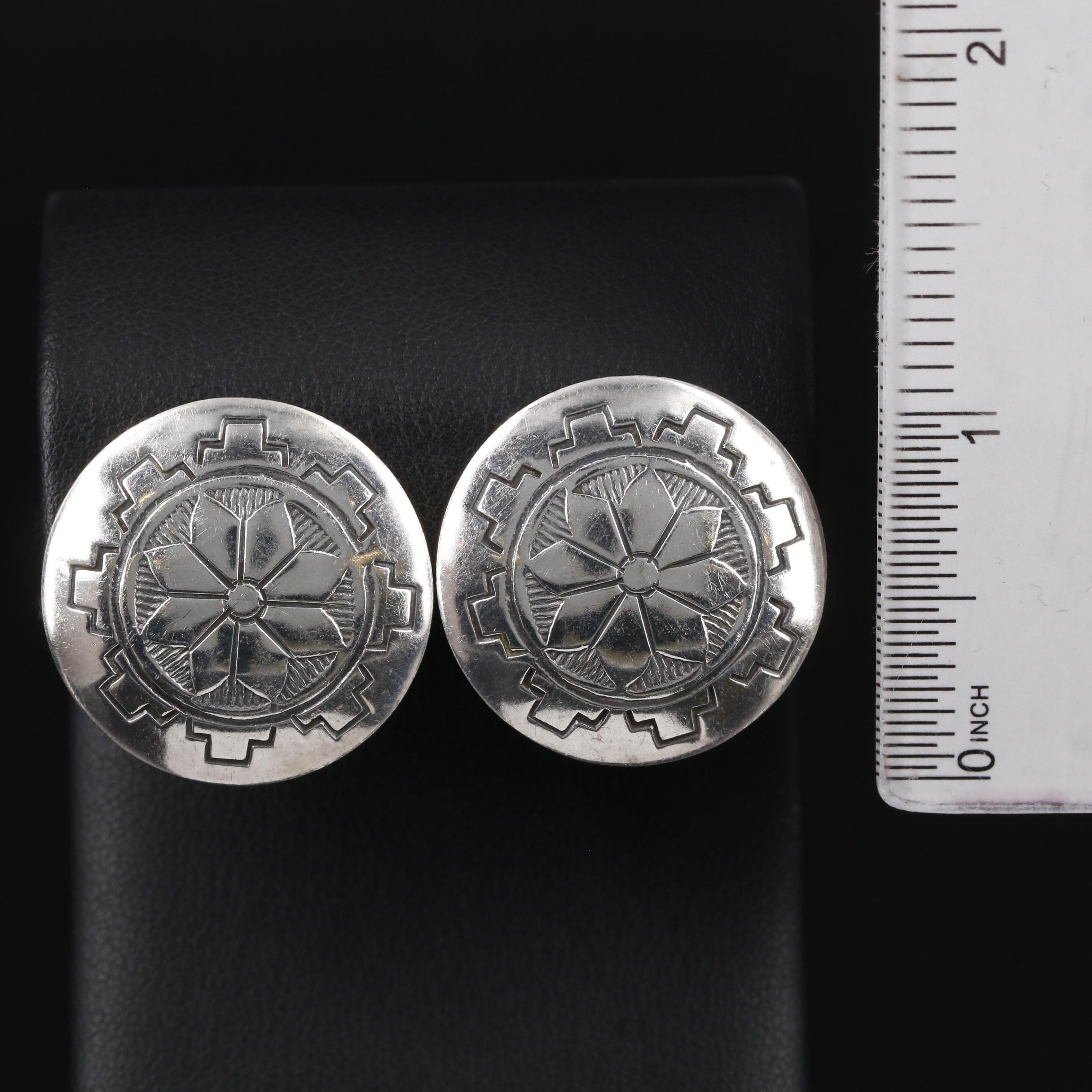 Harvey Mace Navajo Diné Sterling Silver Earrings