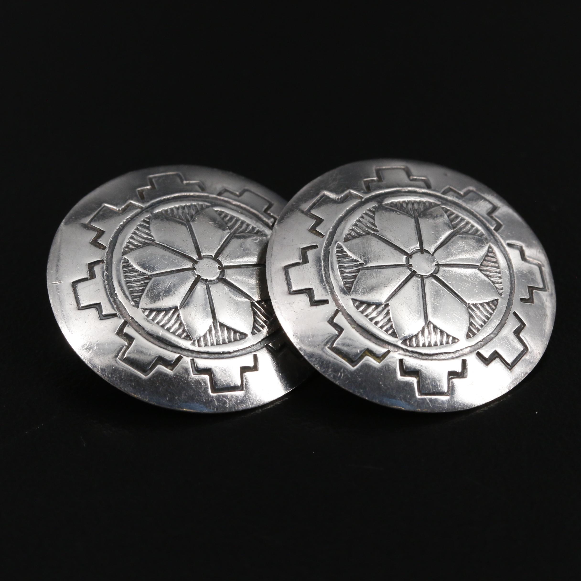 Harvey Mace Navajo Diné Sterling Silver Earrings