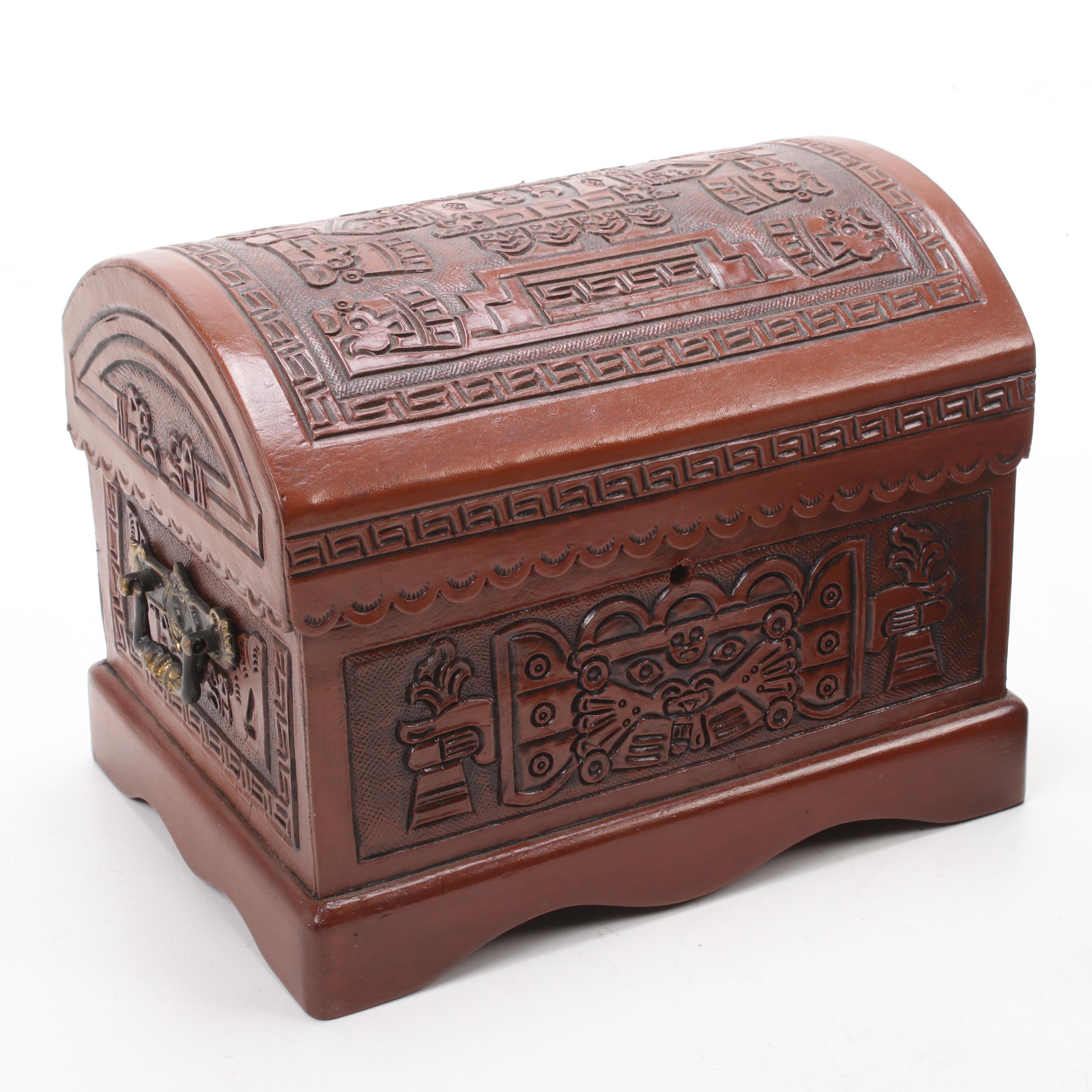 South American Carved and Leather Jewelry Boxes