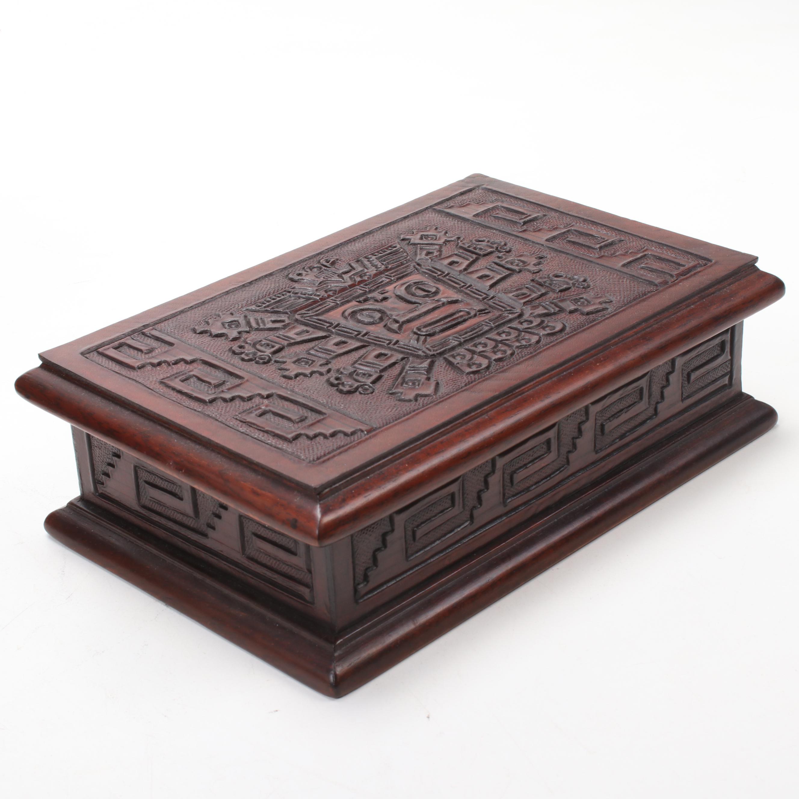 South American Carved and Leather Jewelry Boxes