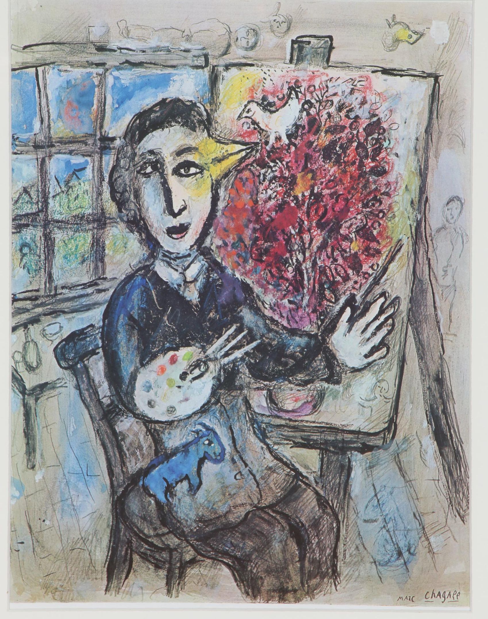 Marc Chagall Offset Lithograph "La Peintre-Oiseau" for "Derrière le Miroir"