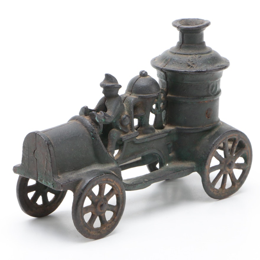 Cast Iron Toy Pumper Fire Truck with Driver
