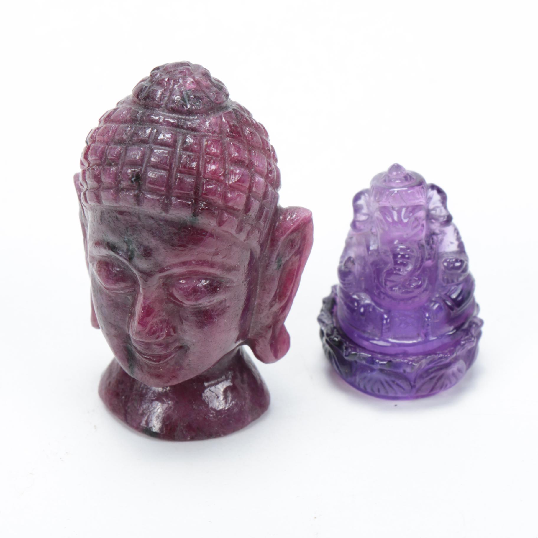 Chinese Carved Gemstone Religious Figures