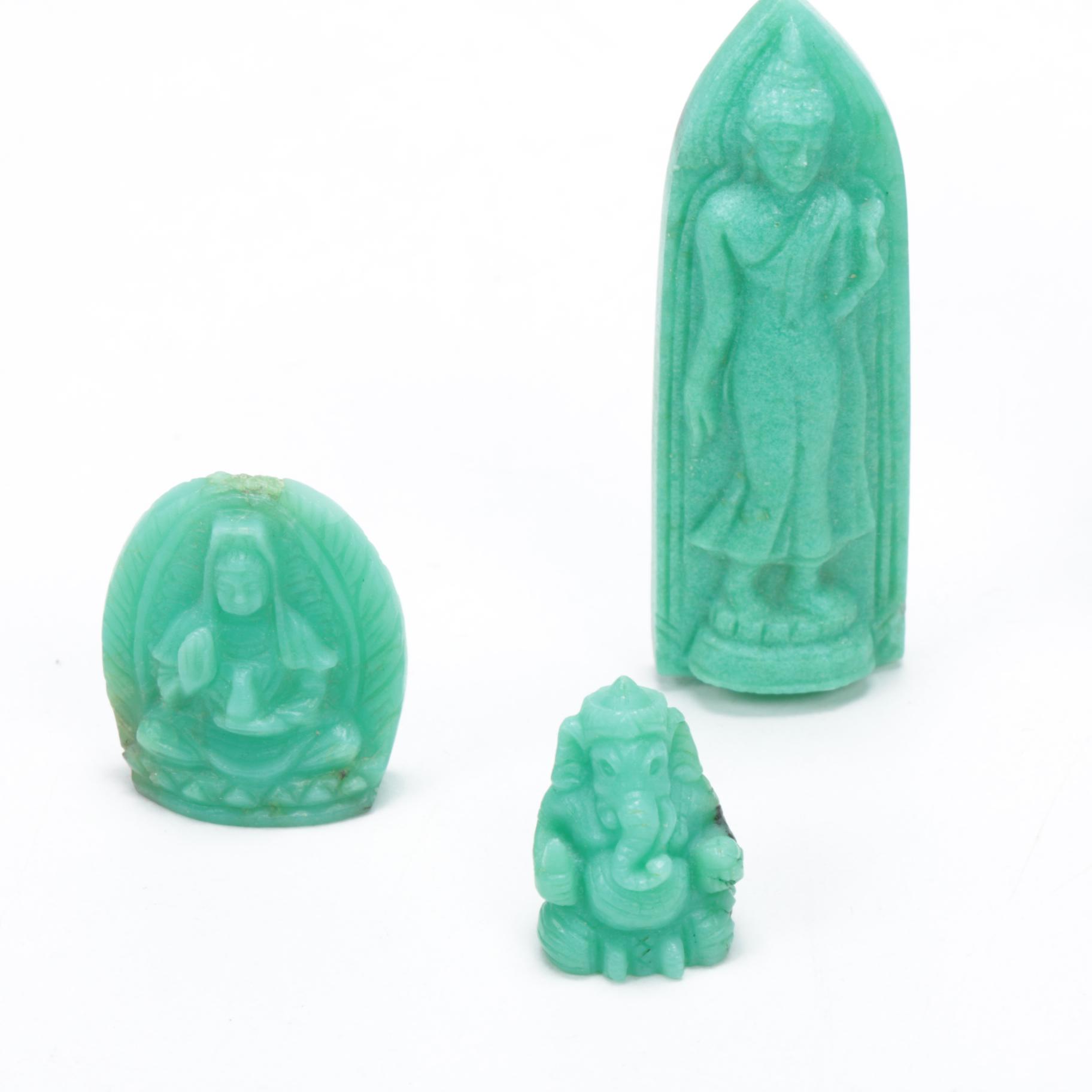 Chinese Carved Gemstone Religious Figures