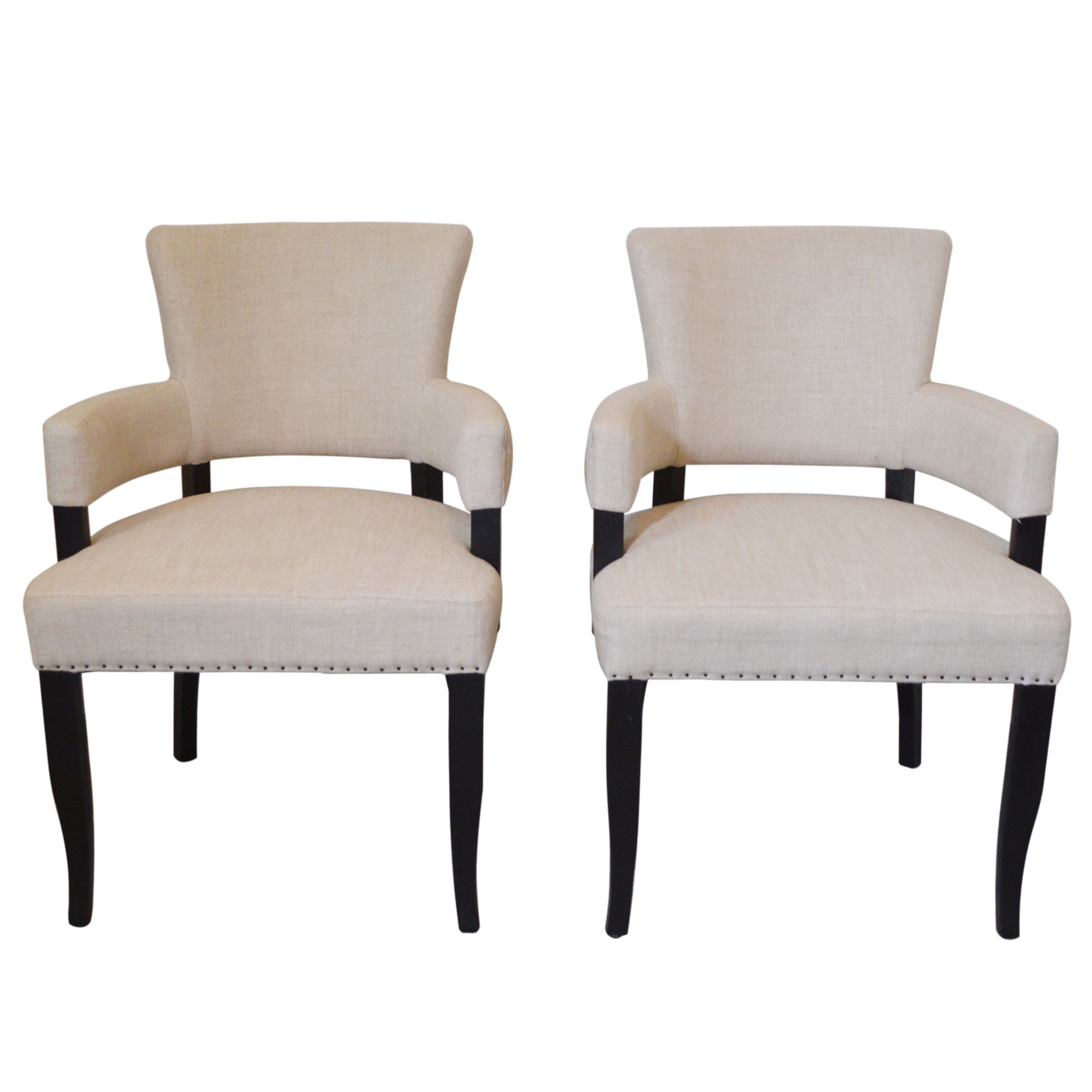 Arhaus "Fallyn" Linen Dining Armchairs