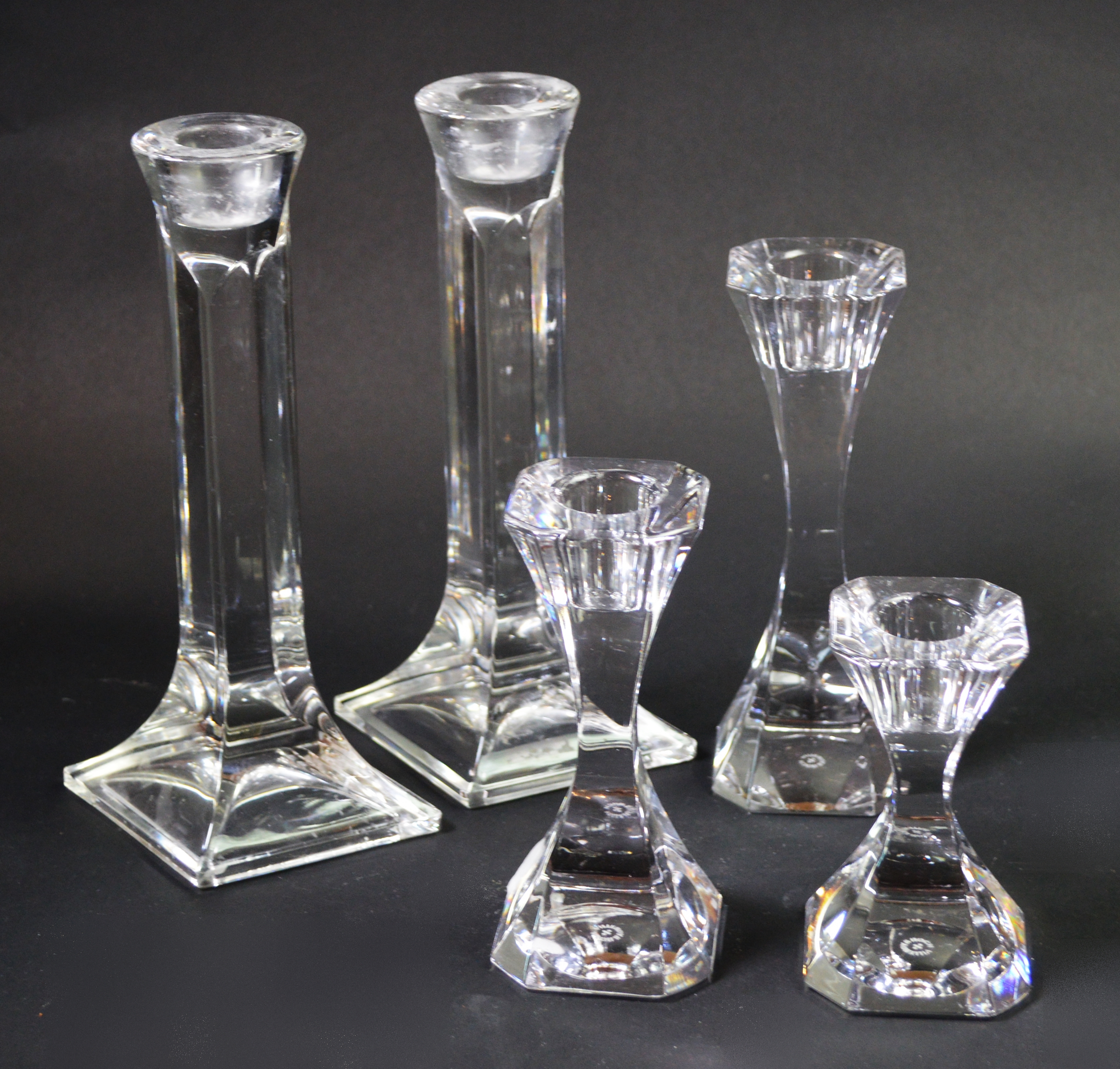 Villeroy & Boch Crystal Candlestick Trio, with Other Vase and Candlesticks