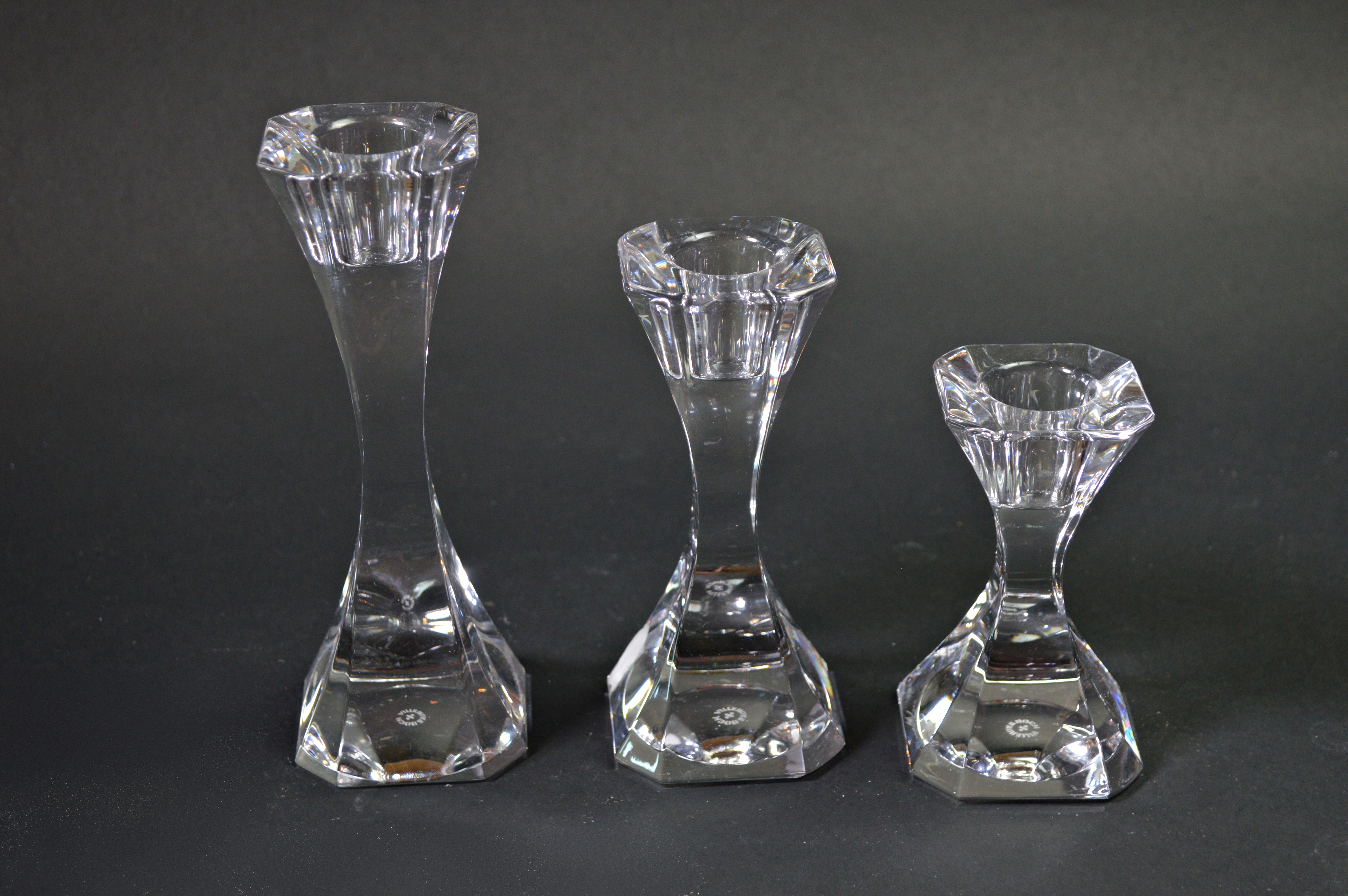 Villeroy & Boch Crystal Candlestick Trio, with Other Vase and Candlesticks