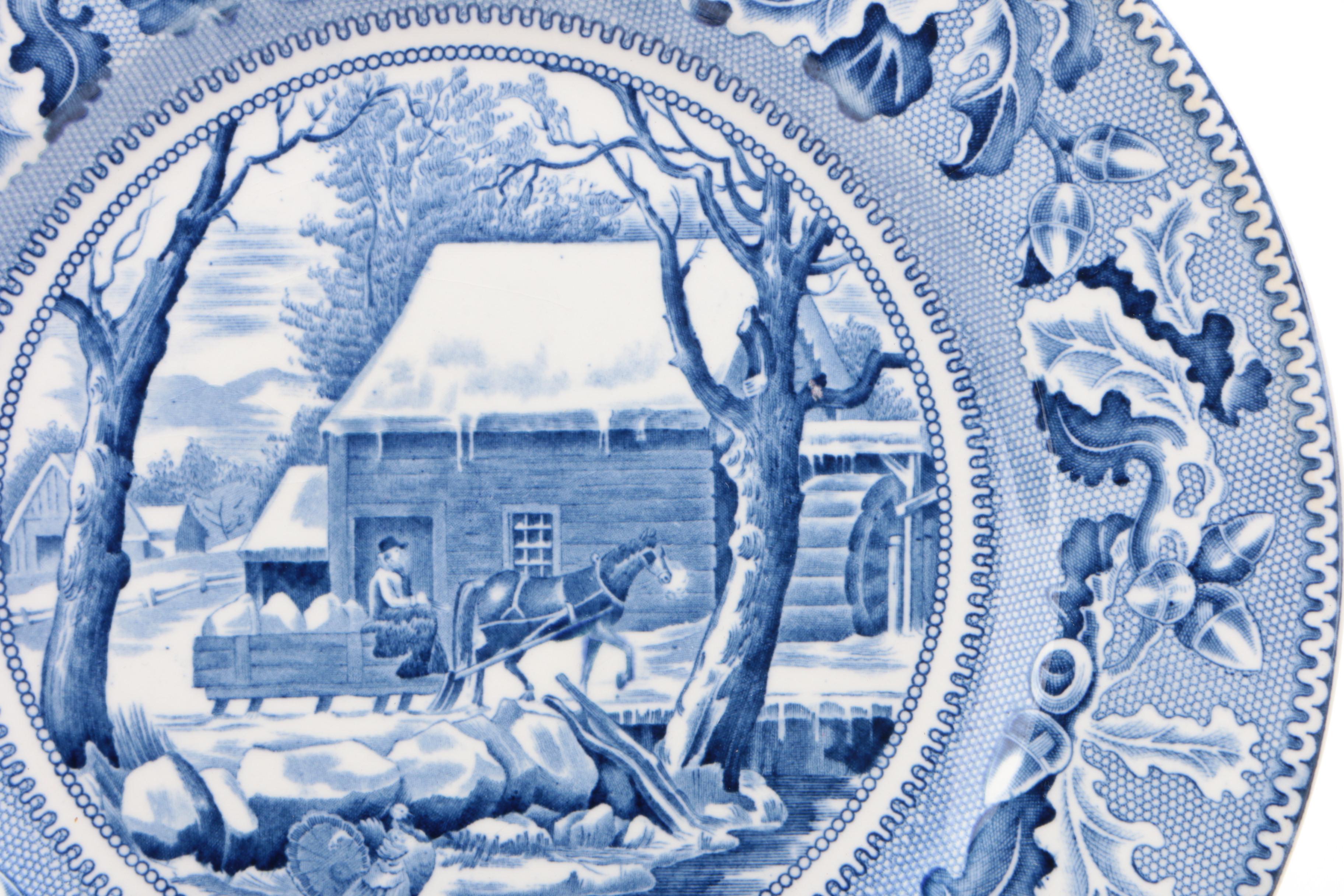 Johnson Bros "Historic America" and Other Blue Transferware Plates