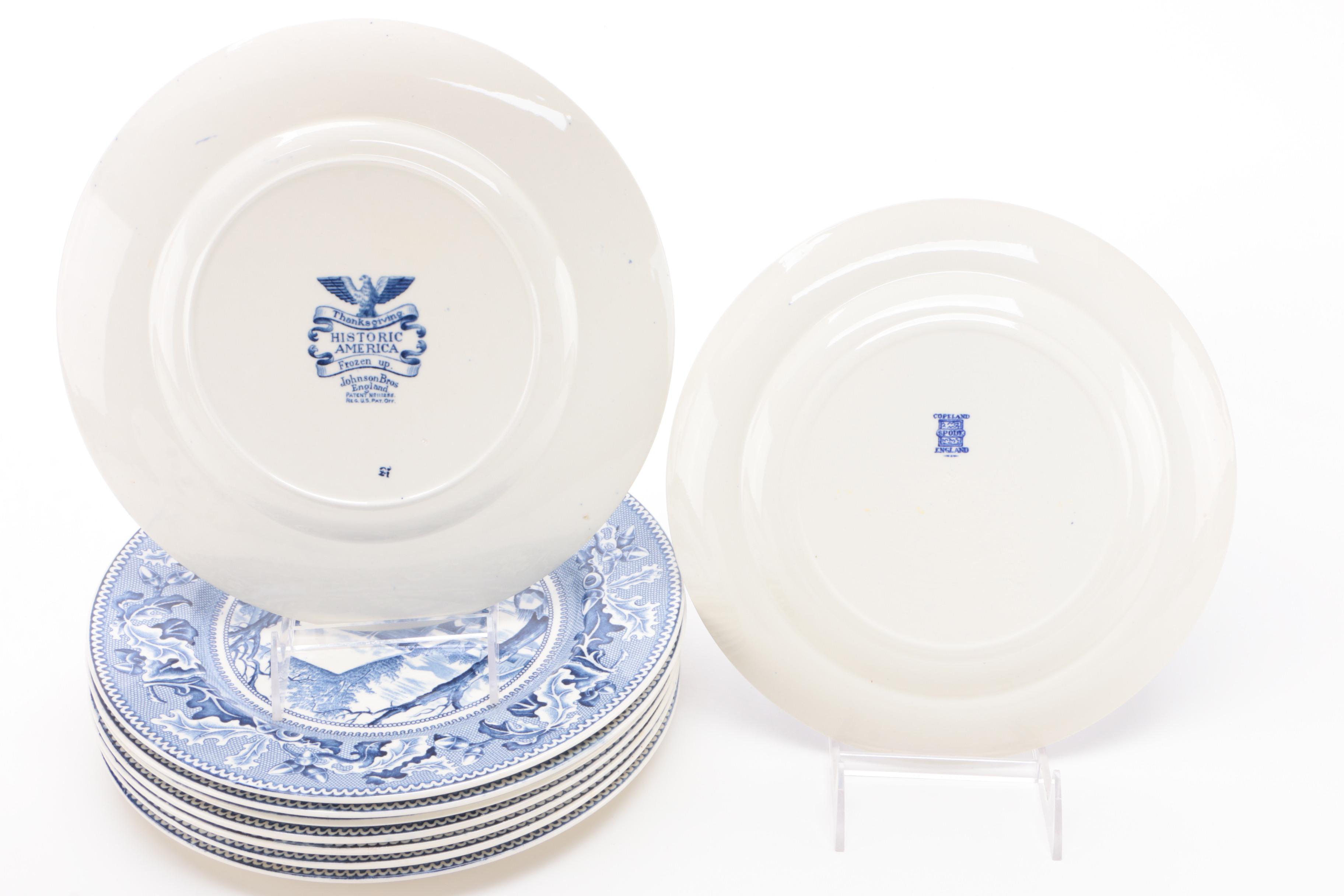 Johnson Bros "Historic America" and Other Blue Transferware Plates