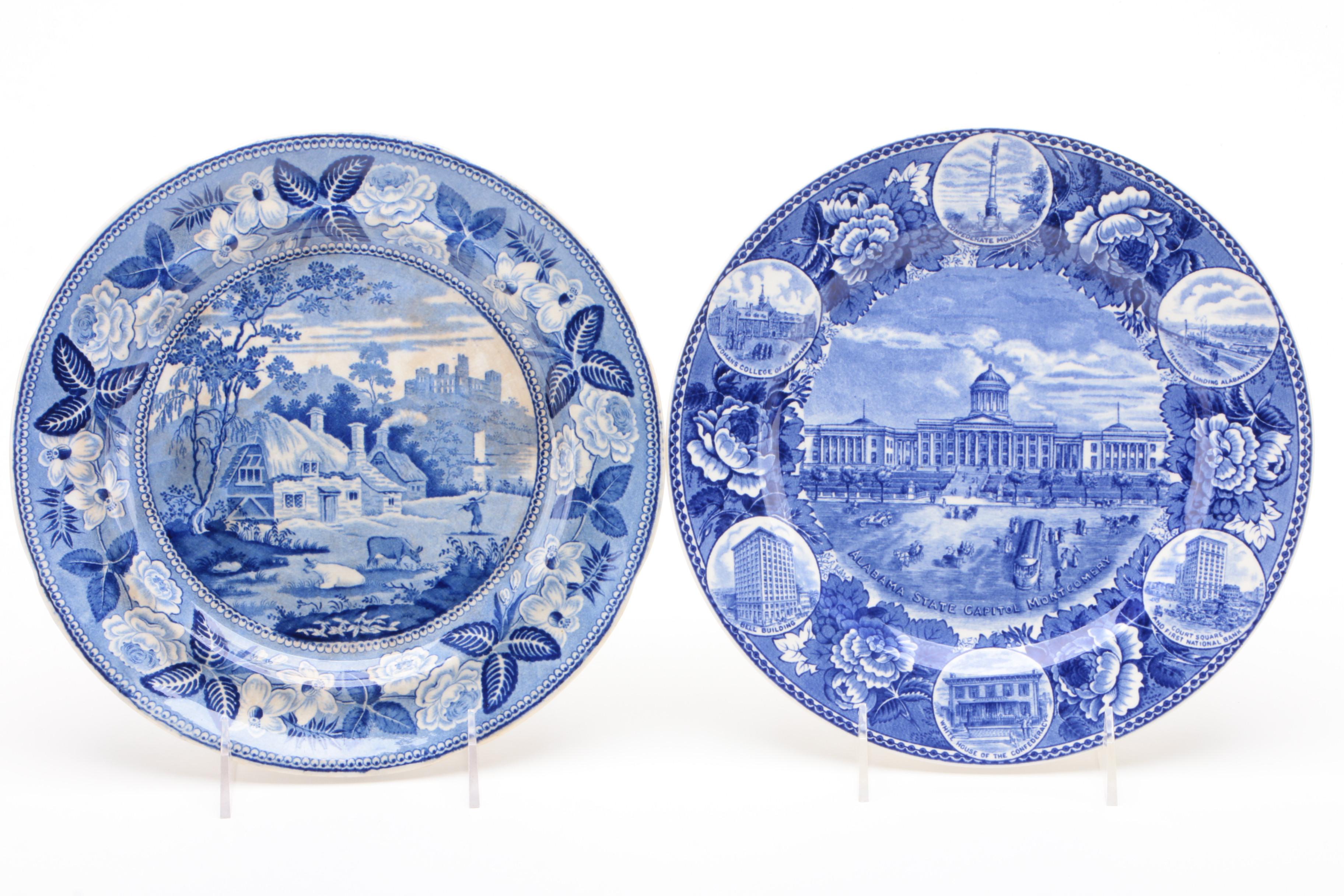 Johnson Bros "Historic America" and Other Blue Transferware Plates