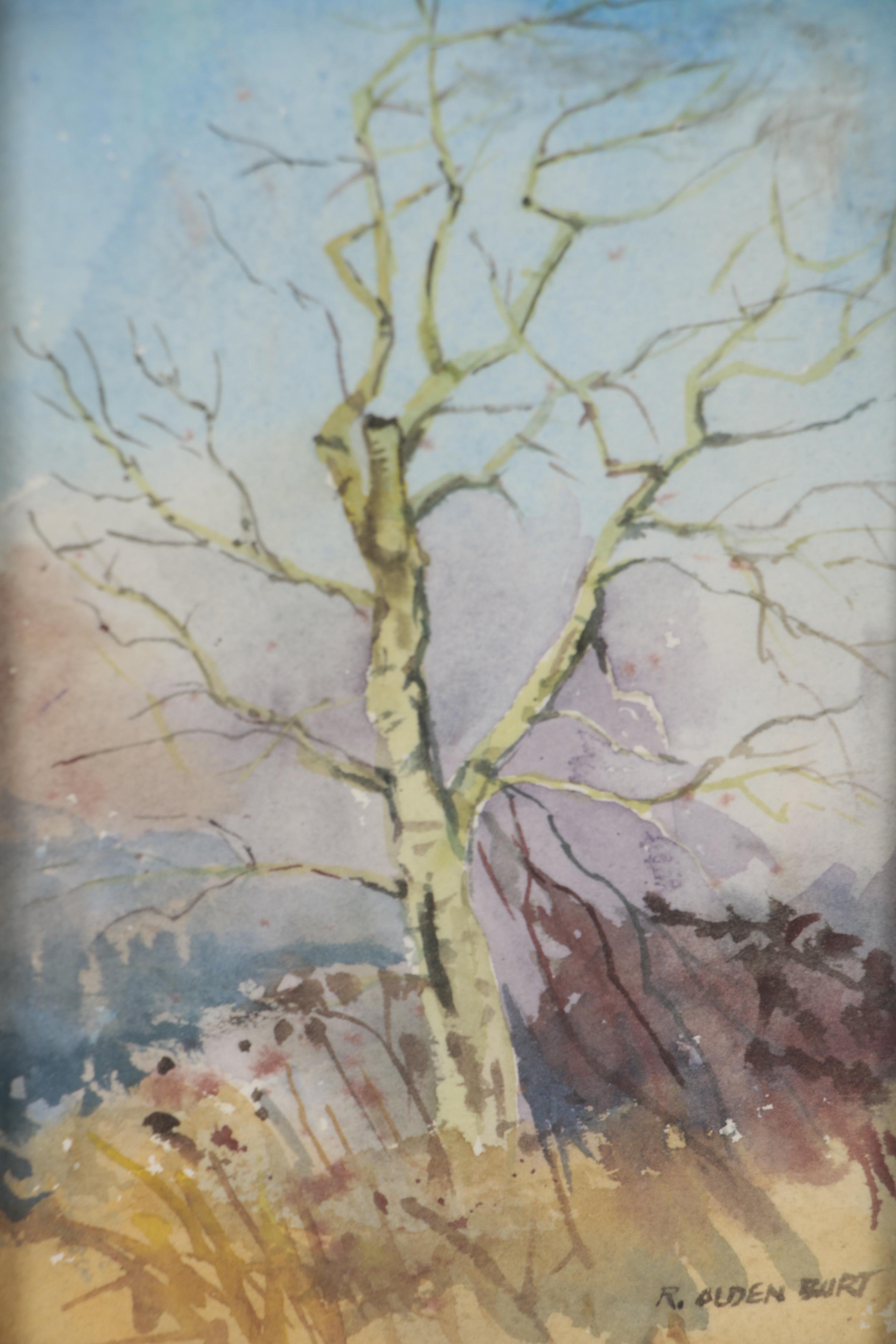 Richard Alden Burt Watercolor Painting of Birch Tree