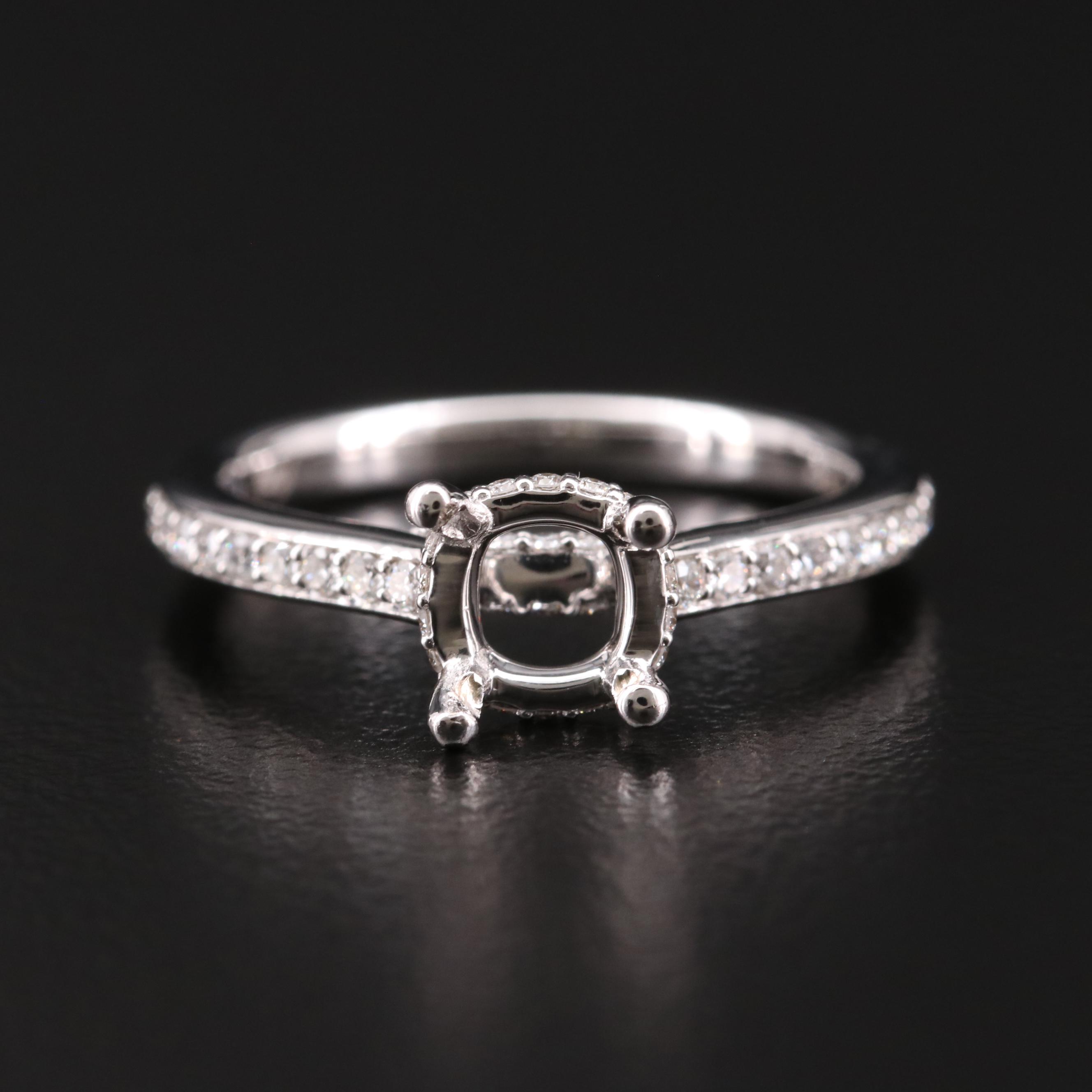 14K Gold Diamond Semi-Mount Ring