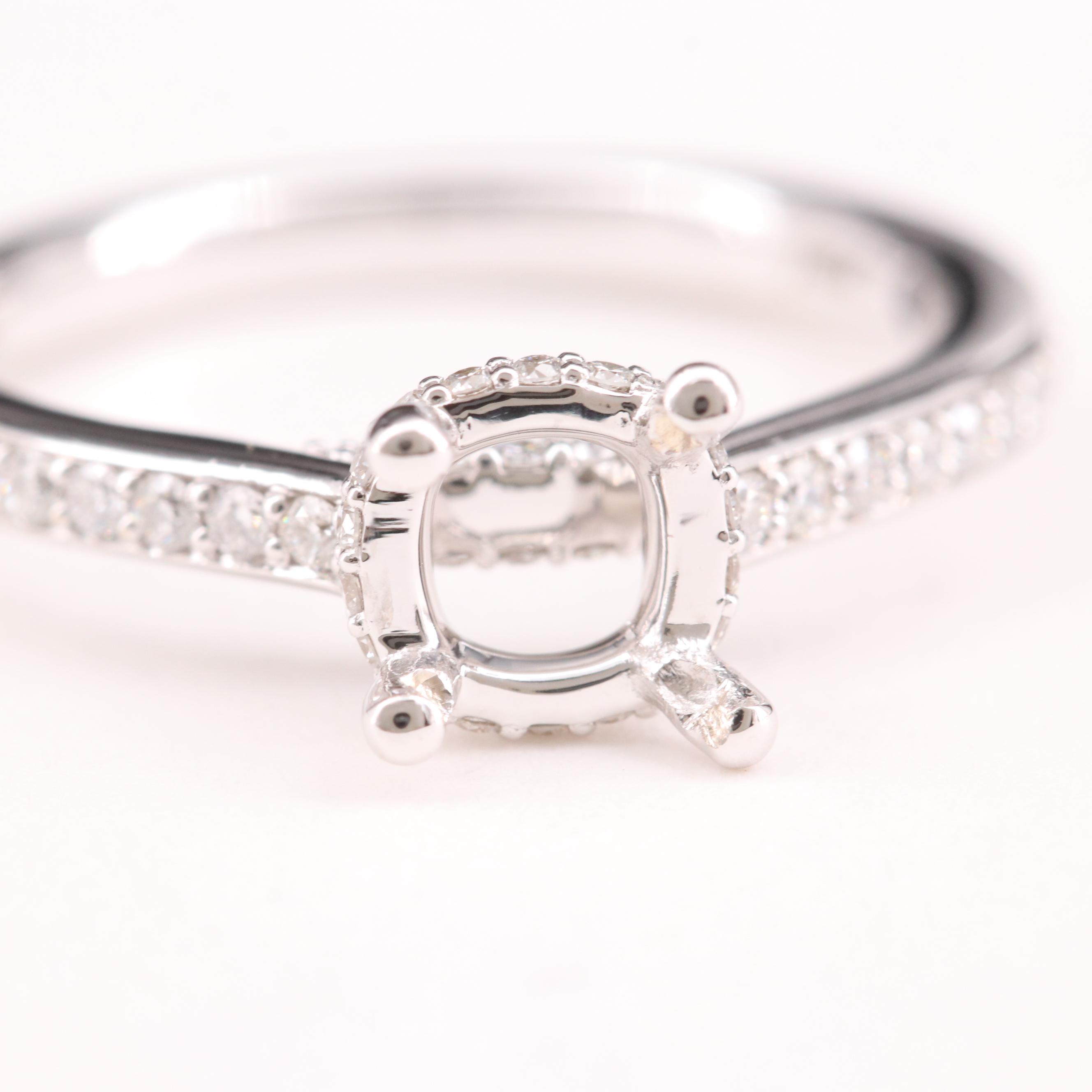 14K Gold Diamond Semi-Mount Ring