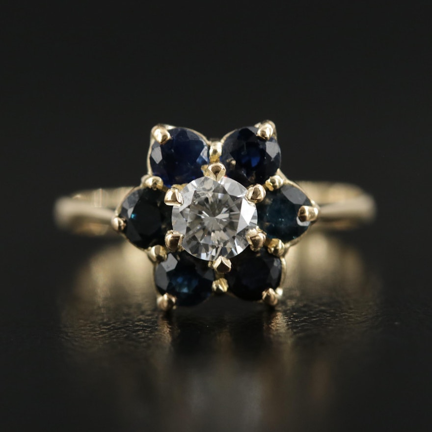 18K Diamond and Sapphire Ring