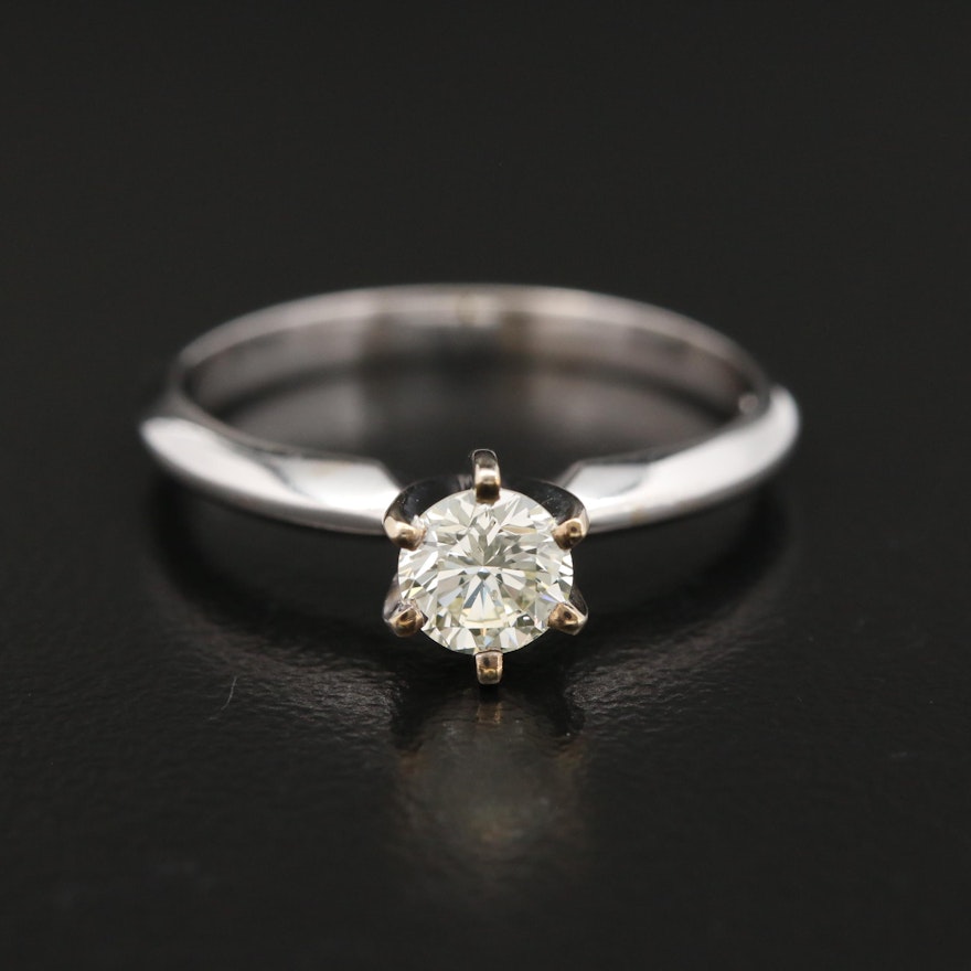 14K White Gold 0.45 CT Diamond Solitaire Ring